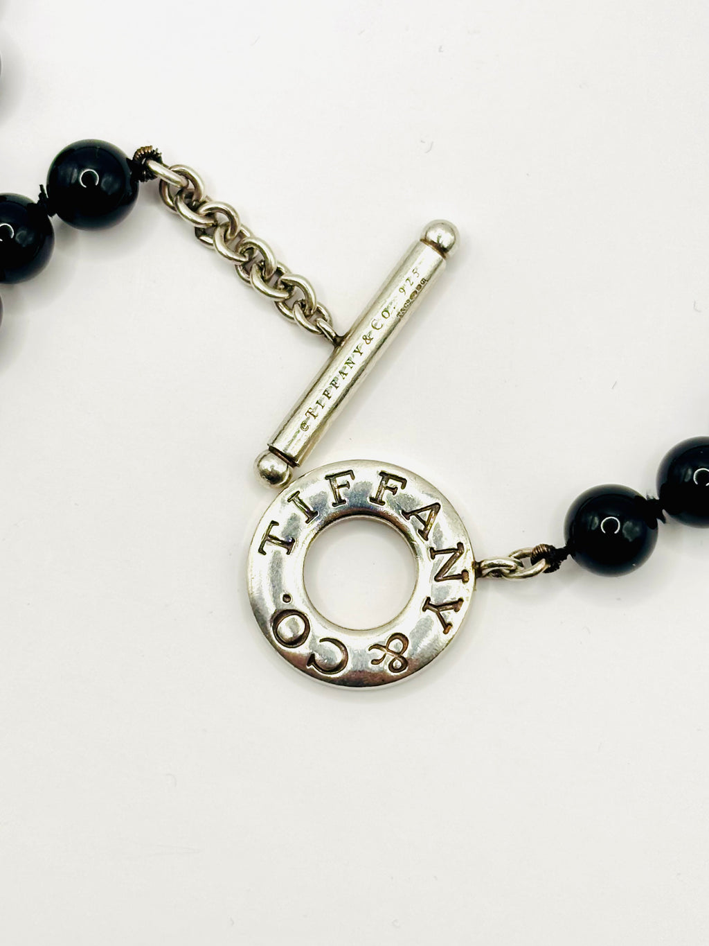 Tiffany & Co. 8mm Black Onyx Bead Necklace in Sterling Silver