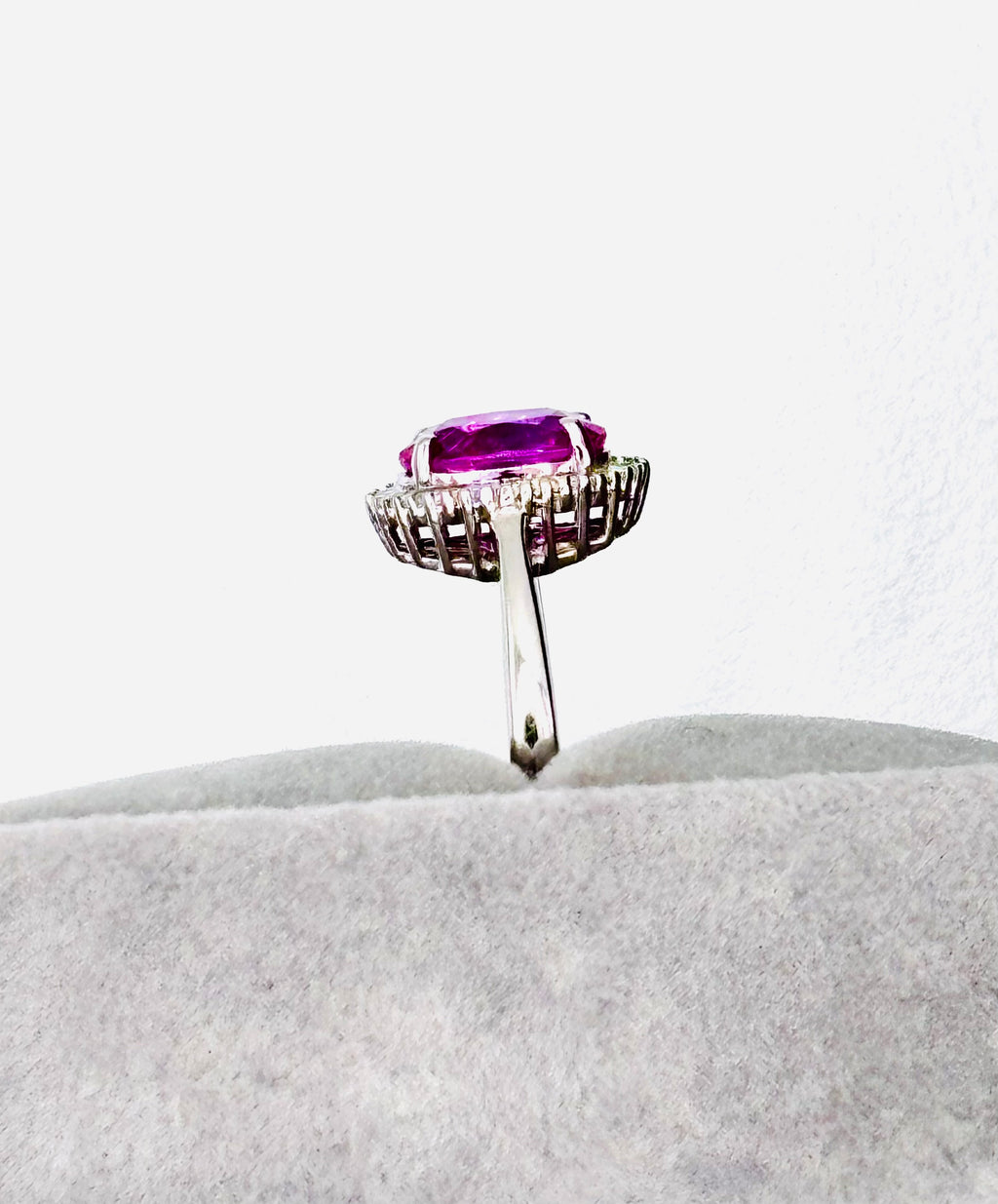 Natural Pink Sapphire Diamond Necklace and Ring Suite, GCS Certified
