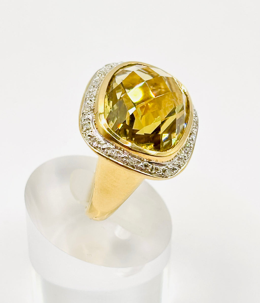Impressive Large Oval Citrine and Diamond White Gold Cocktail Ring