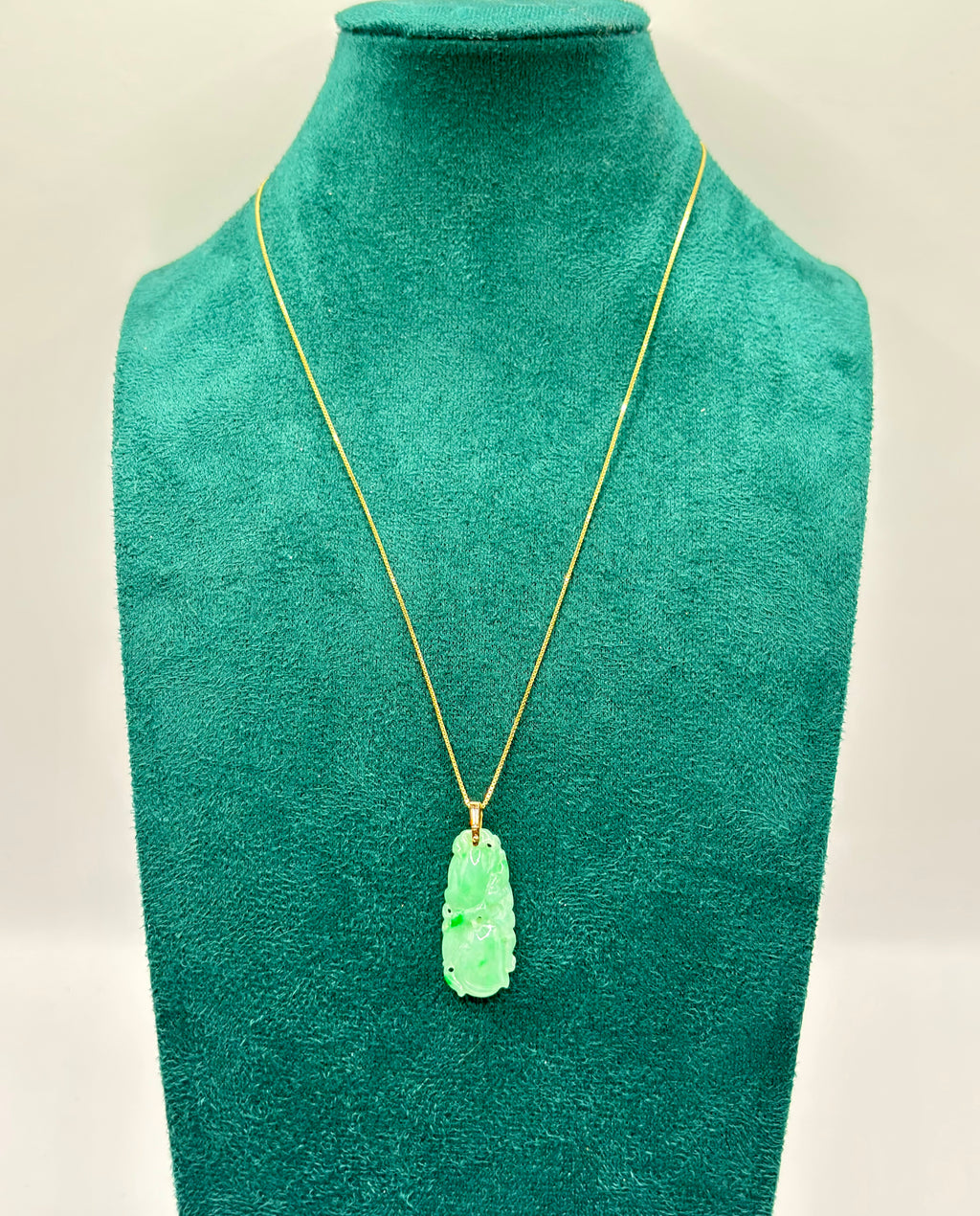 Natural Type A Jadeite Jade Carved Fruit Pendant, 14K Gold & Diamond, GCS Tested