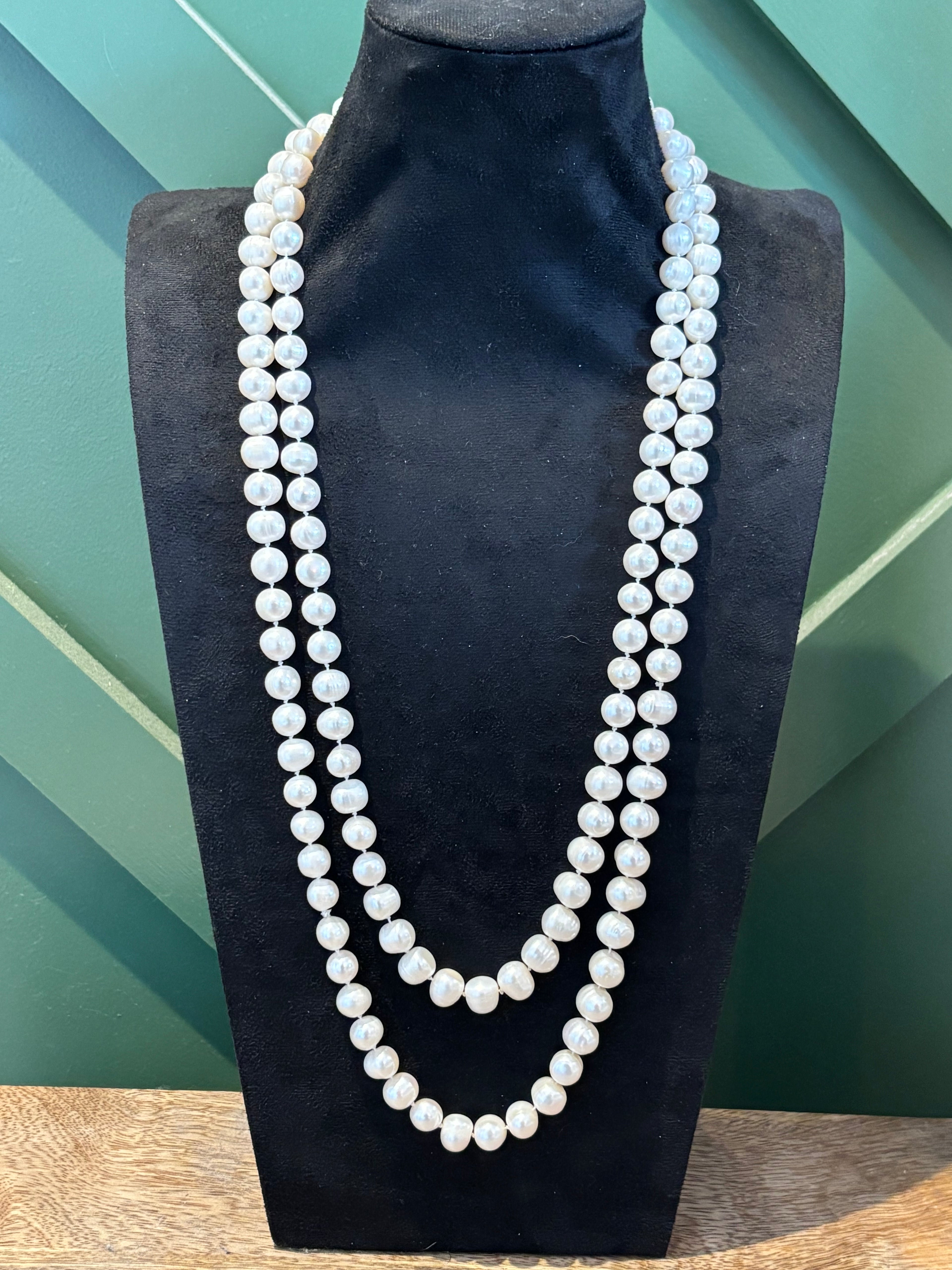 Vintage 60-Inch Endless Freshwater Pearl Rope Necklace, 136 Large Baroque Pearls