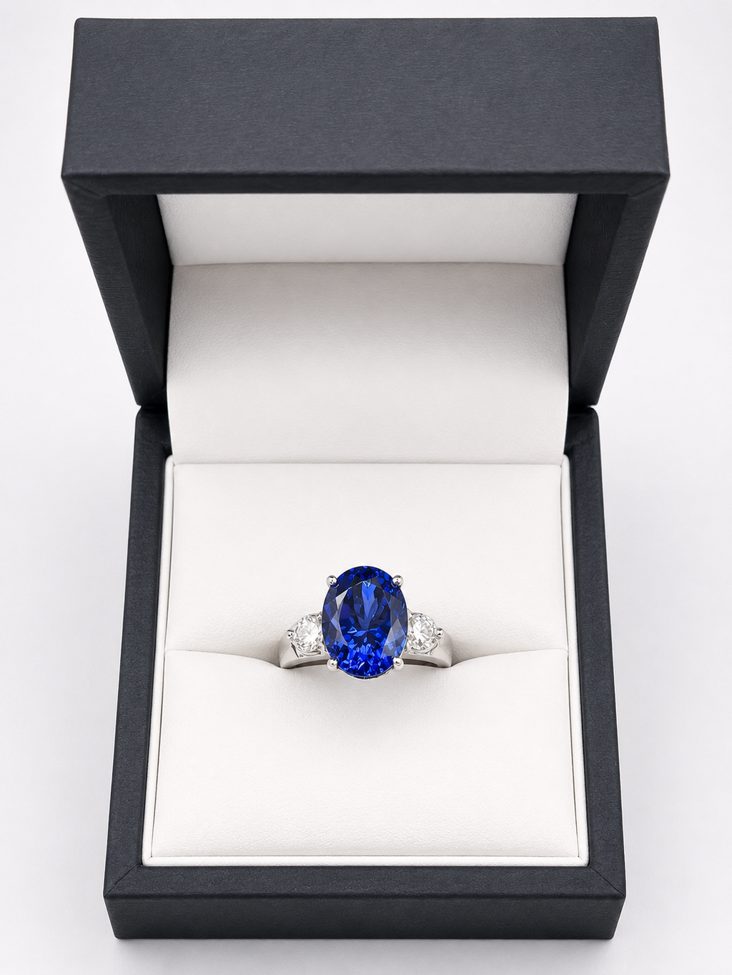 7.50 Carat Tanzanite and Diamond Ring in 18 Karat White Gold