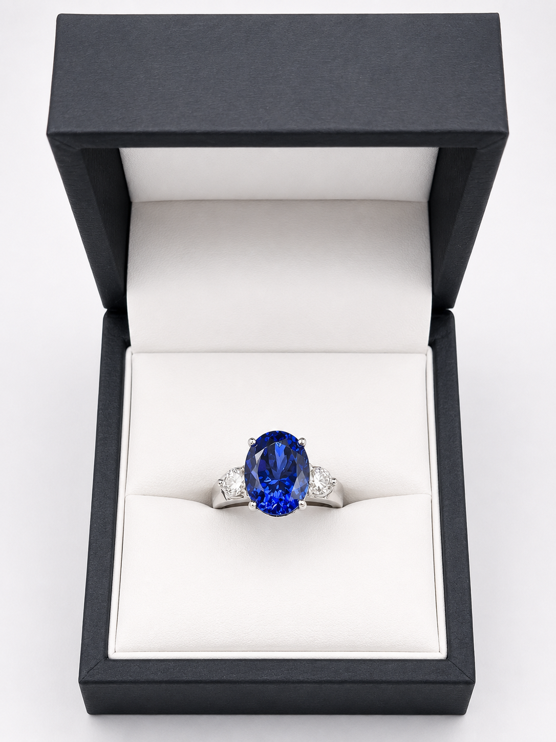 7.50 Carat Tanzanite and Diamond Ring in 18 Karat White Gold
