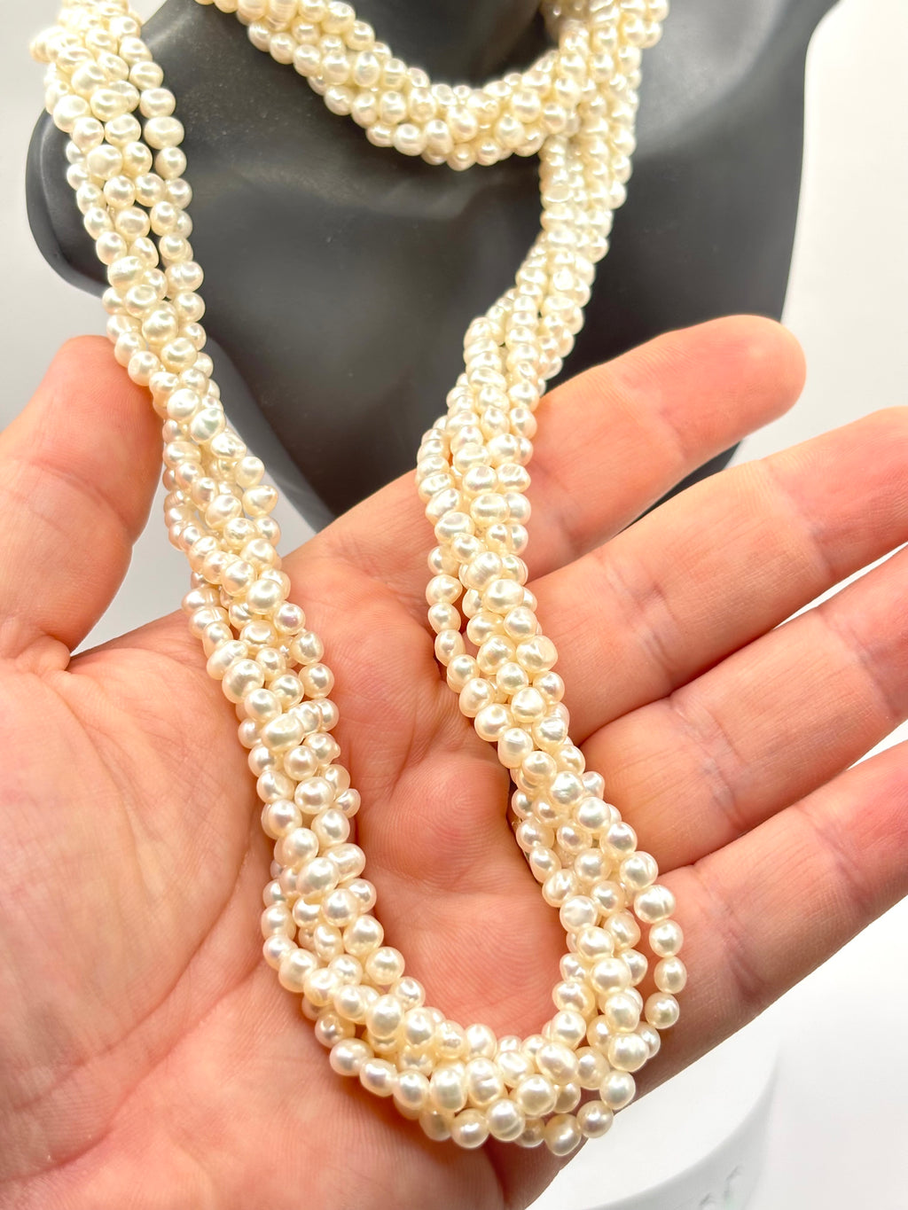 Vintage 1980s Five-Strand Cultured Freshwater Pearl Statement Necklace, 39.5cm as worn, 144grams