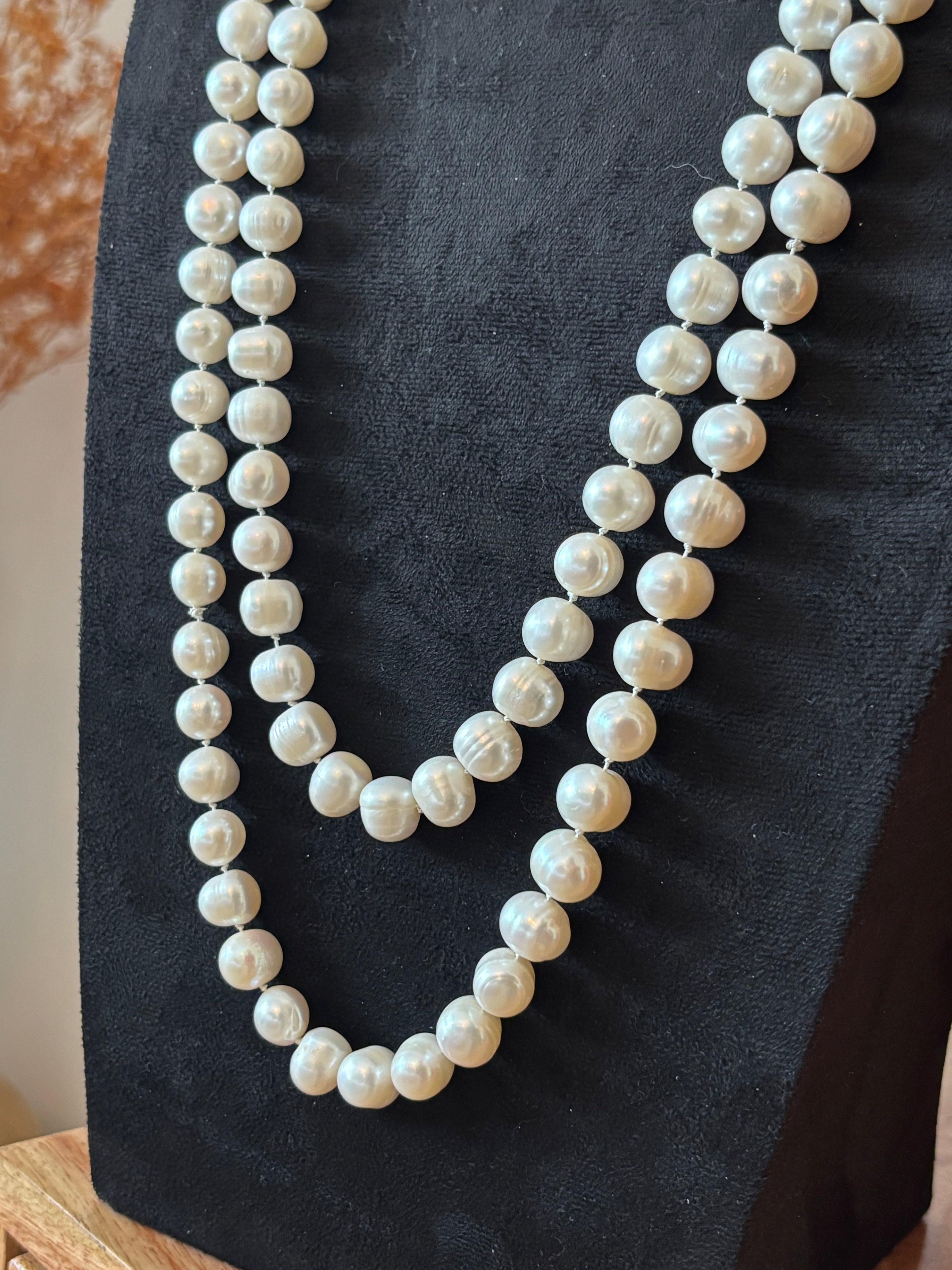 Vintage 60-Inch Endless Freshwater Pearl Rope Necklace, 136 Large Baroque Pearls