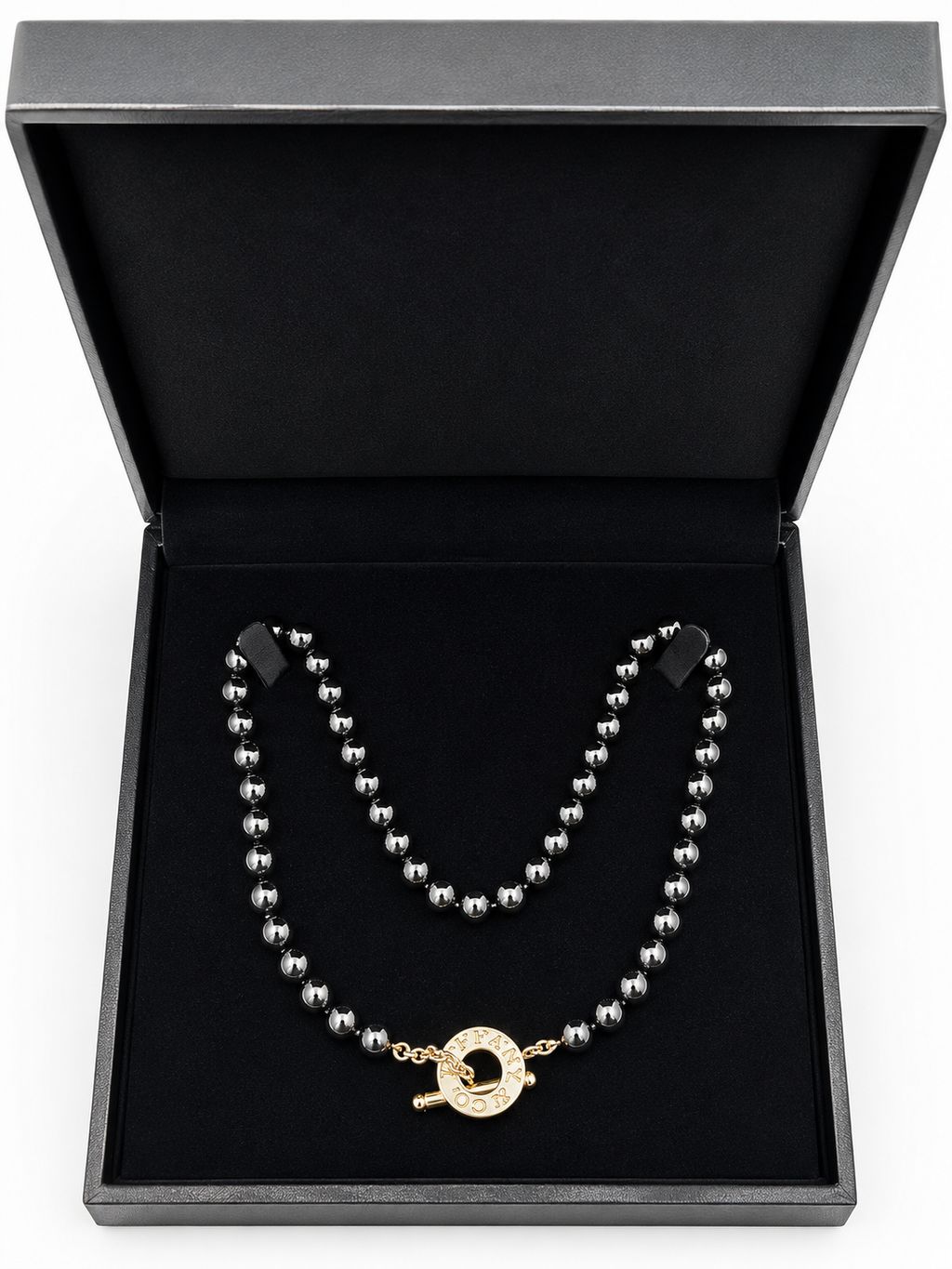 Tiffany & Co. 8mm Black Onyx Bead Necklace in Sterling Silver