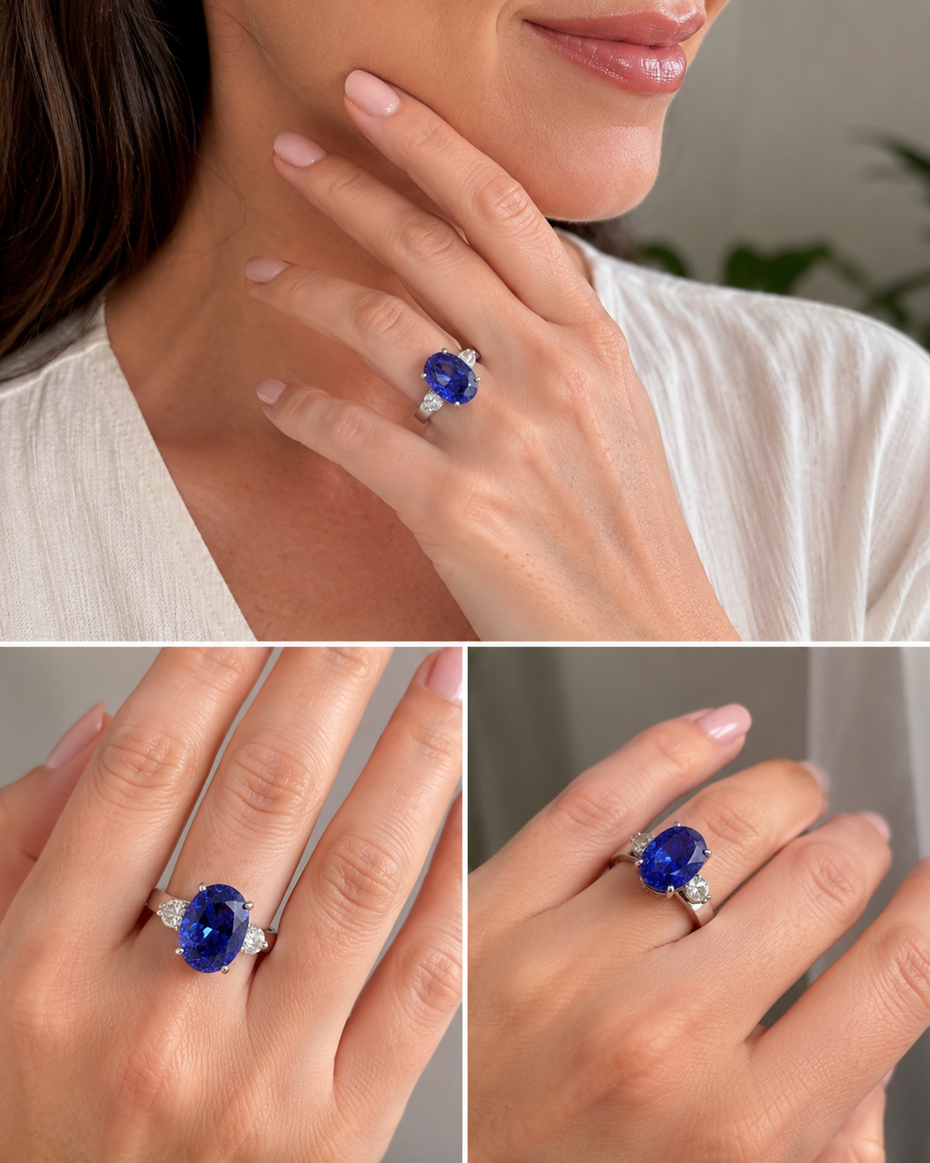 7.50 Carat Tanzanite and Diamond Ring in 18 Karat White Gold