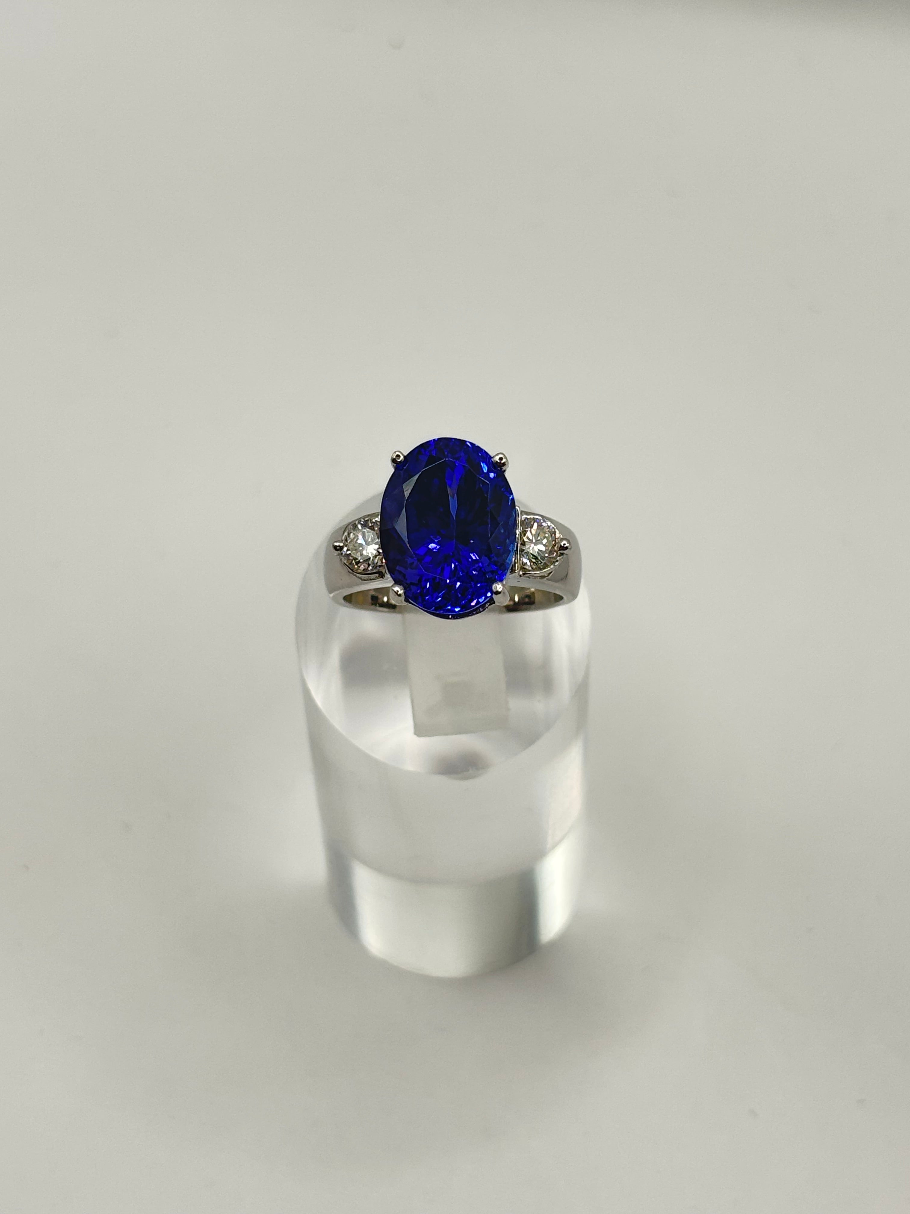 7.50 Carat Tanzanite and Diamond Ring in 18 Karat White Gold