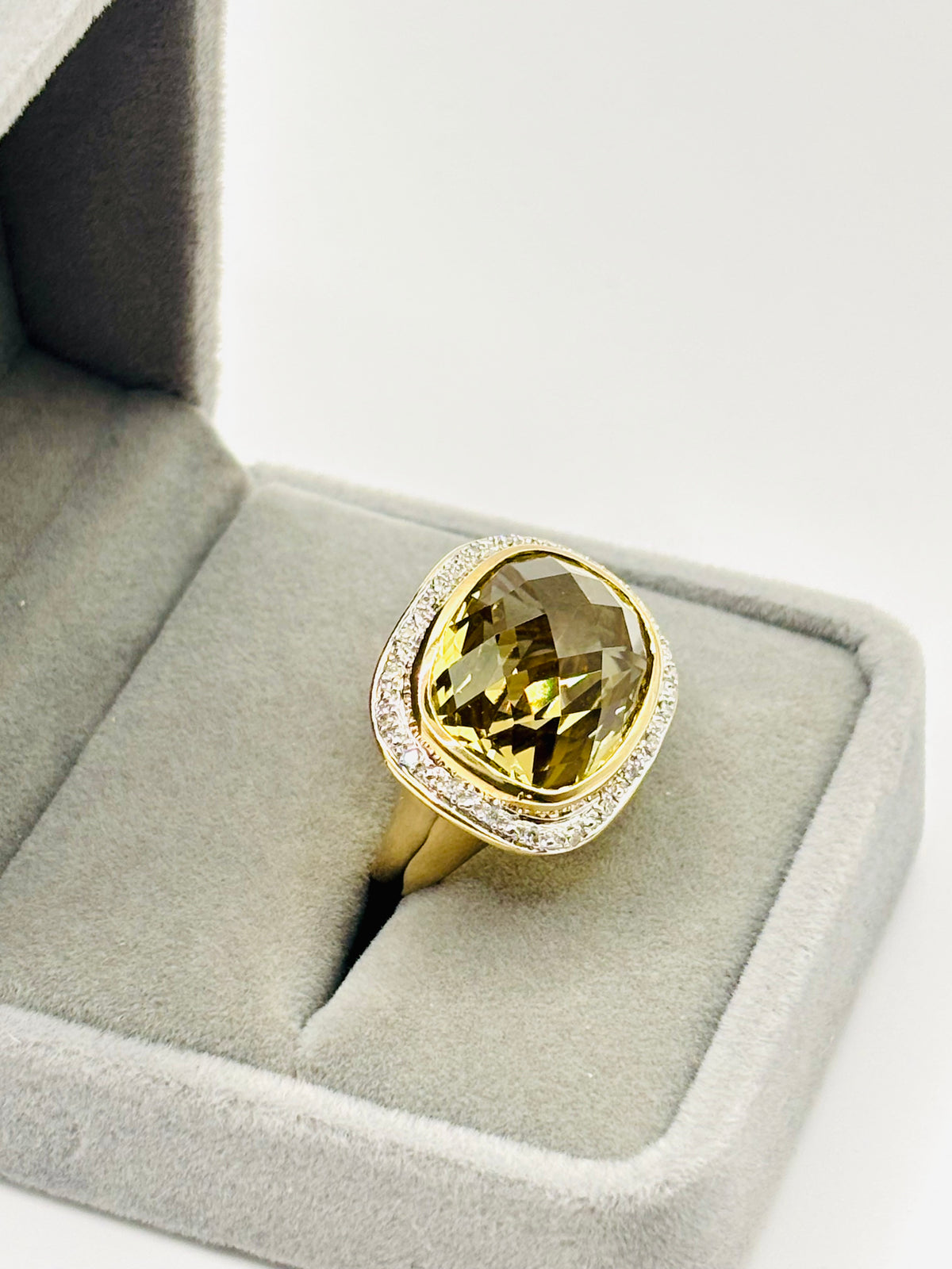 Impressive Large Oval Citrine and Diamond White Gold Cocktail Ring