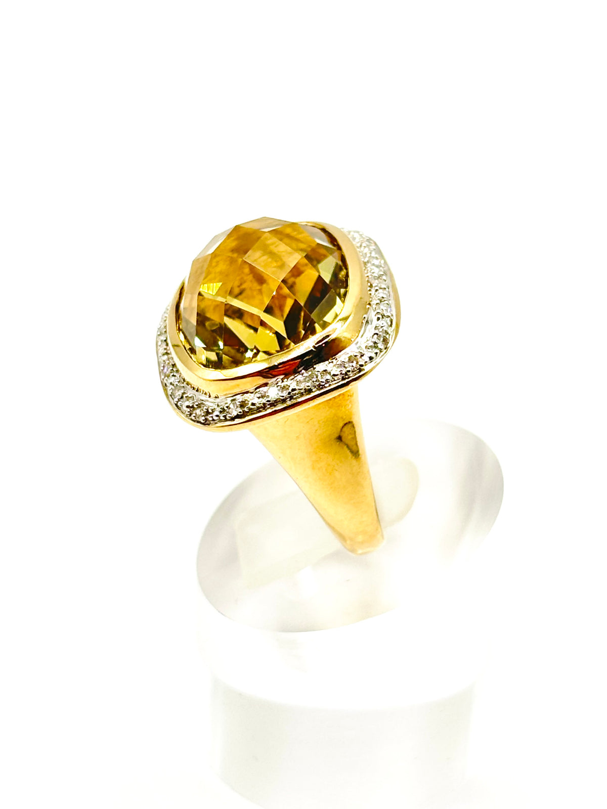 Impressive Large Oval Citrine and Diamond White Gold Cocktail Ring