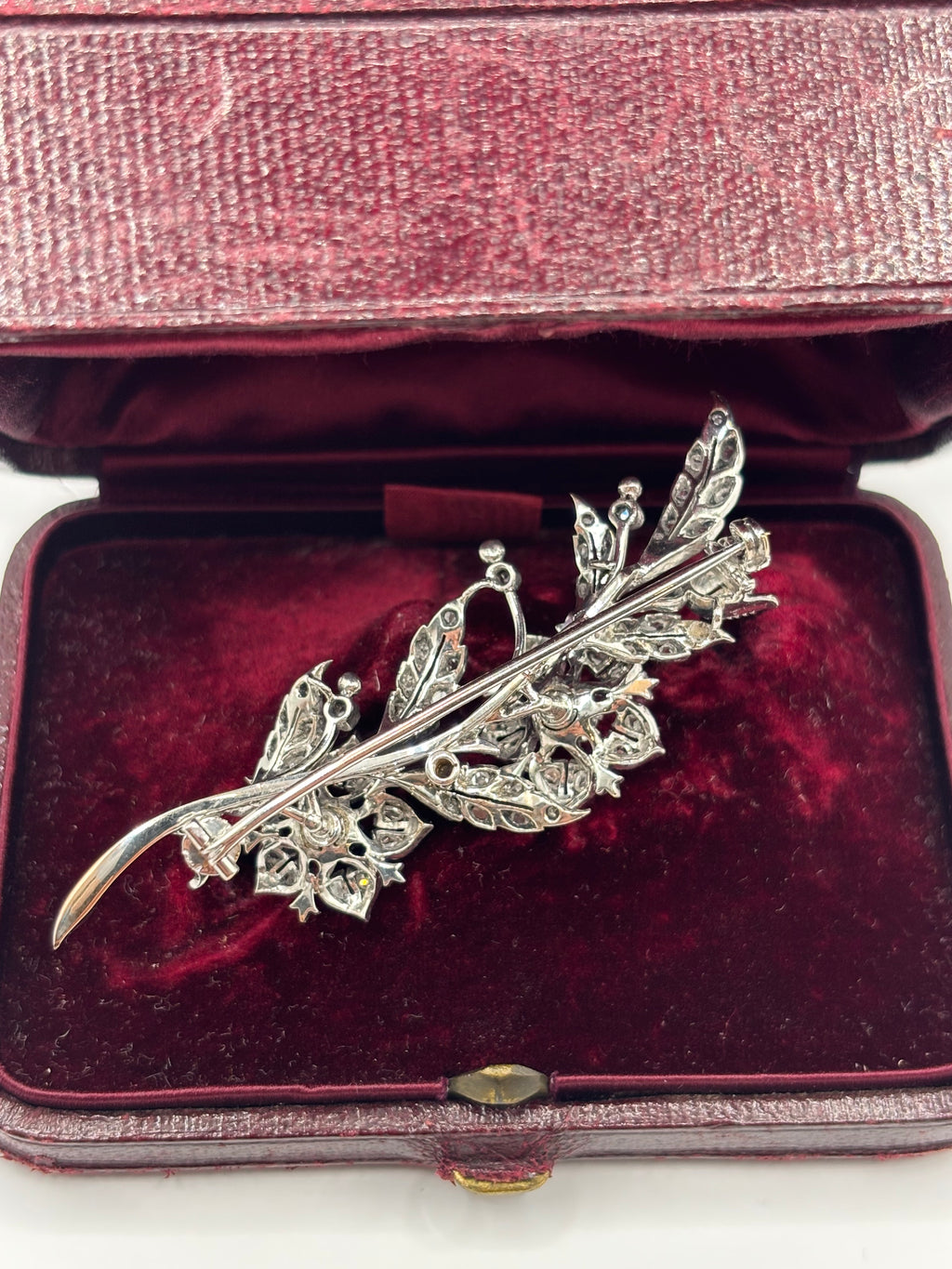 Antique French 18K Gold & Silver Diamond Transformable Dog Rose Brooch, 1875-1895