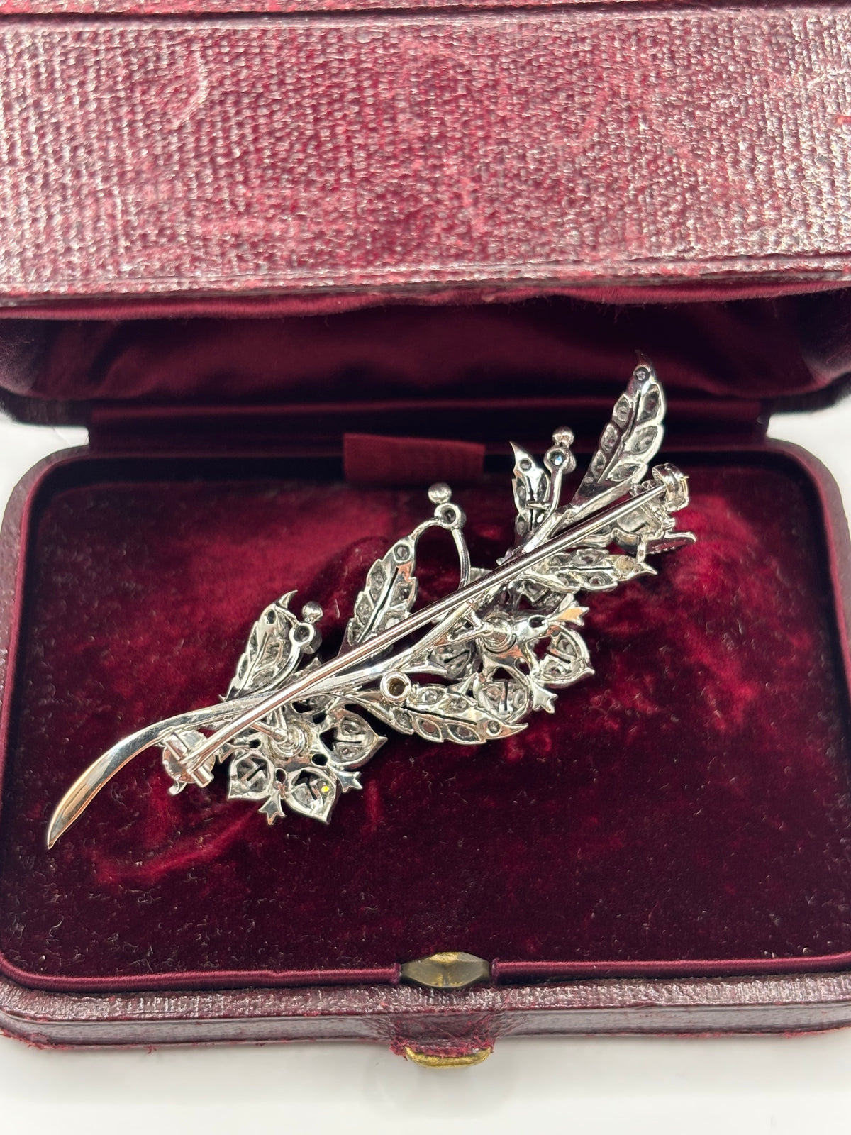 Antique French 18K Gold & Silver Diamond Transformable Dog Rose Brooch, 1875-1895