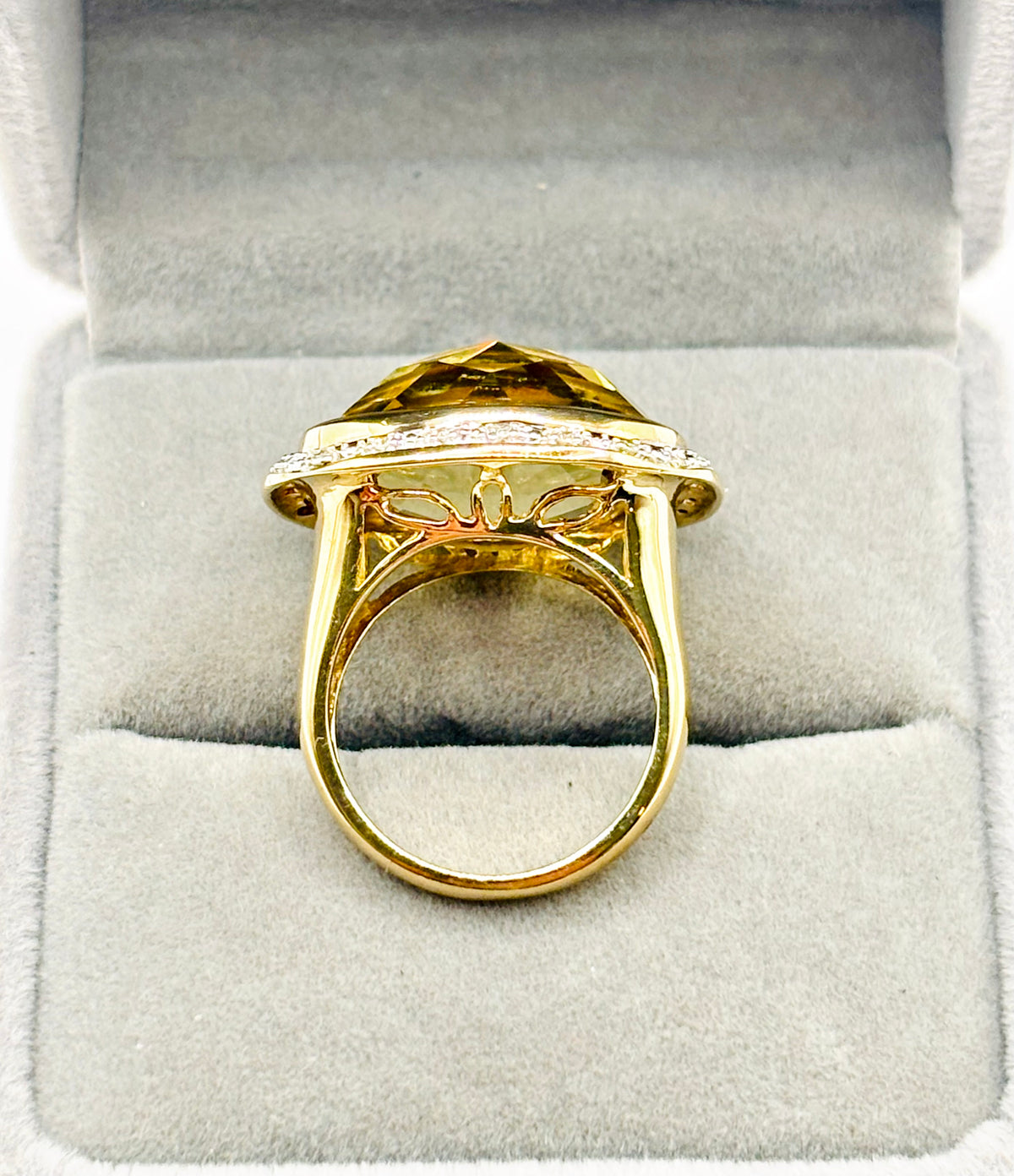 Impressive Large Oval Citrine and Diamond White Gold Cocktail Ring