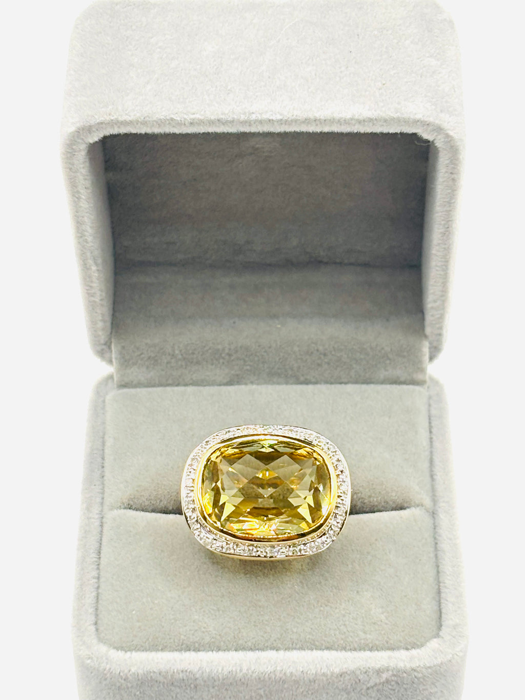 Impressive Large Oval Citrine and Diamond White Gold Cocktail Ring