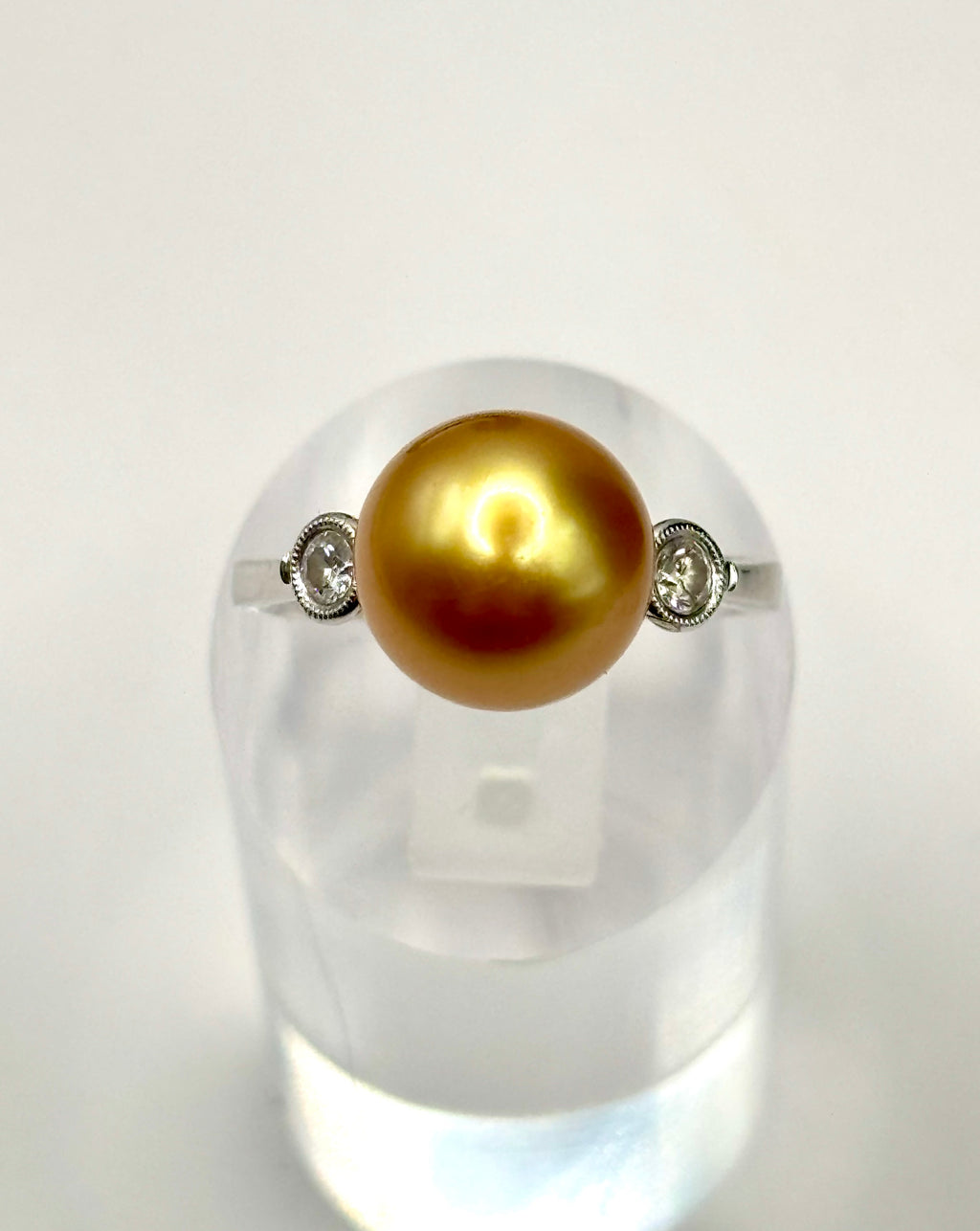 Golden South Sea Pearl and Diamond Necklace and Ring Suite 18K