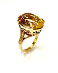 Vintage 1963 William Greenwood Gold Citrine Cocktail Ring