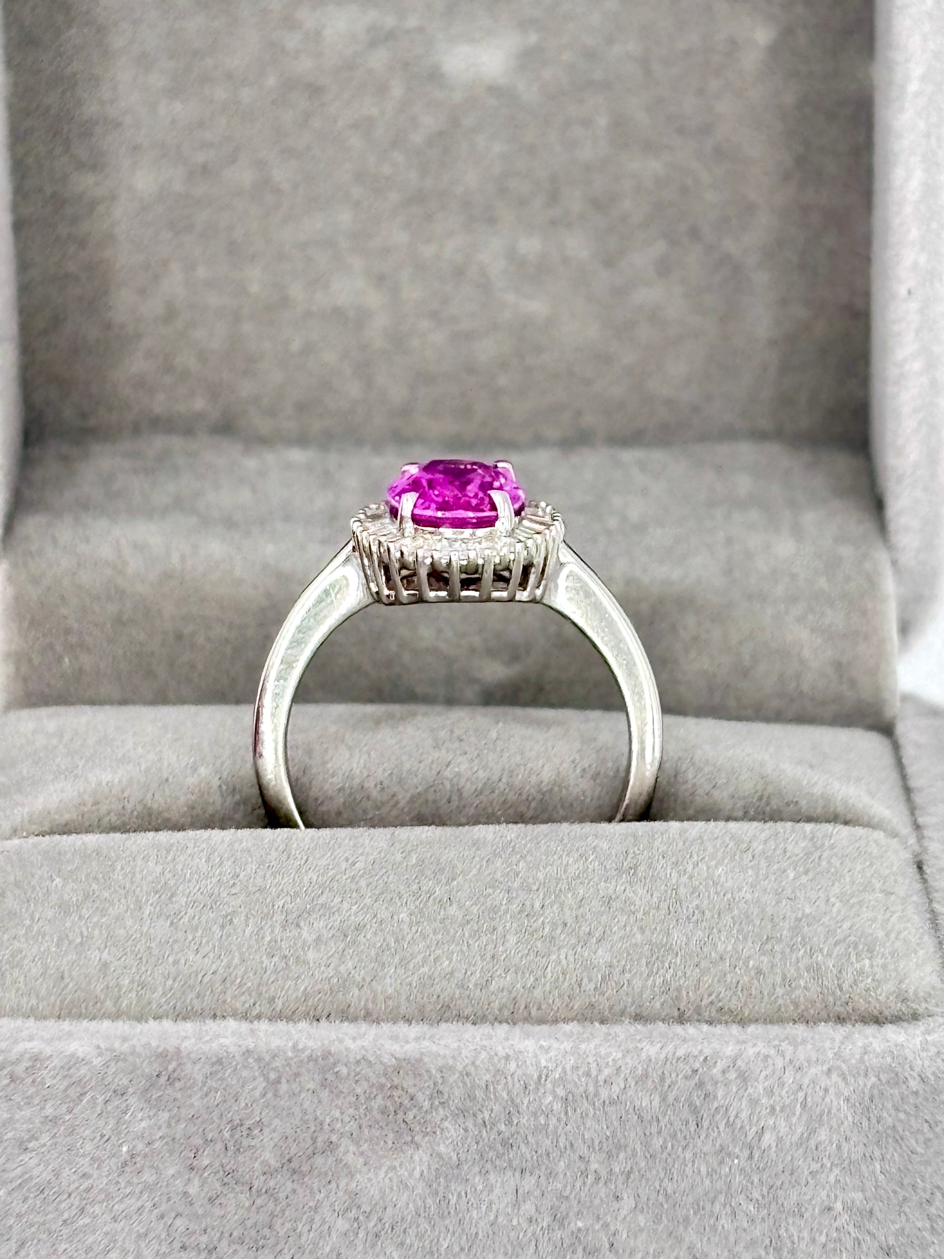 Natural Pink Sapphire Diamond Necklace and Ring Suite, GCS Certified