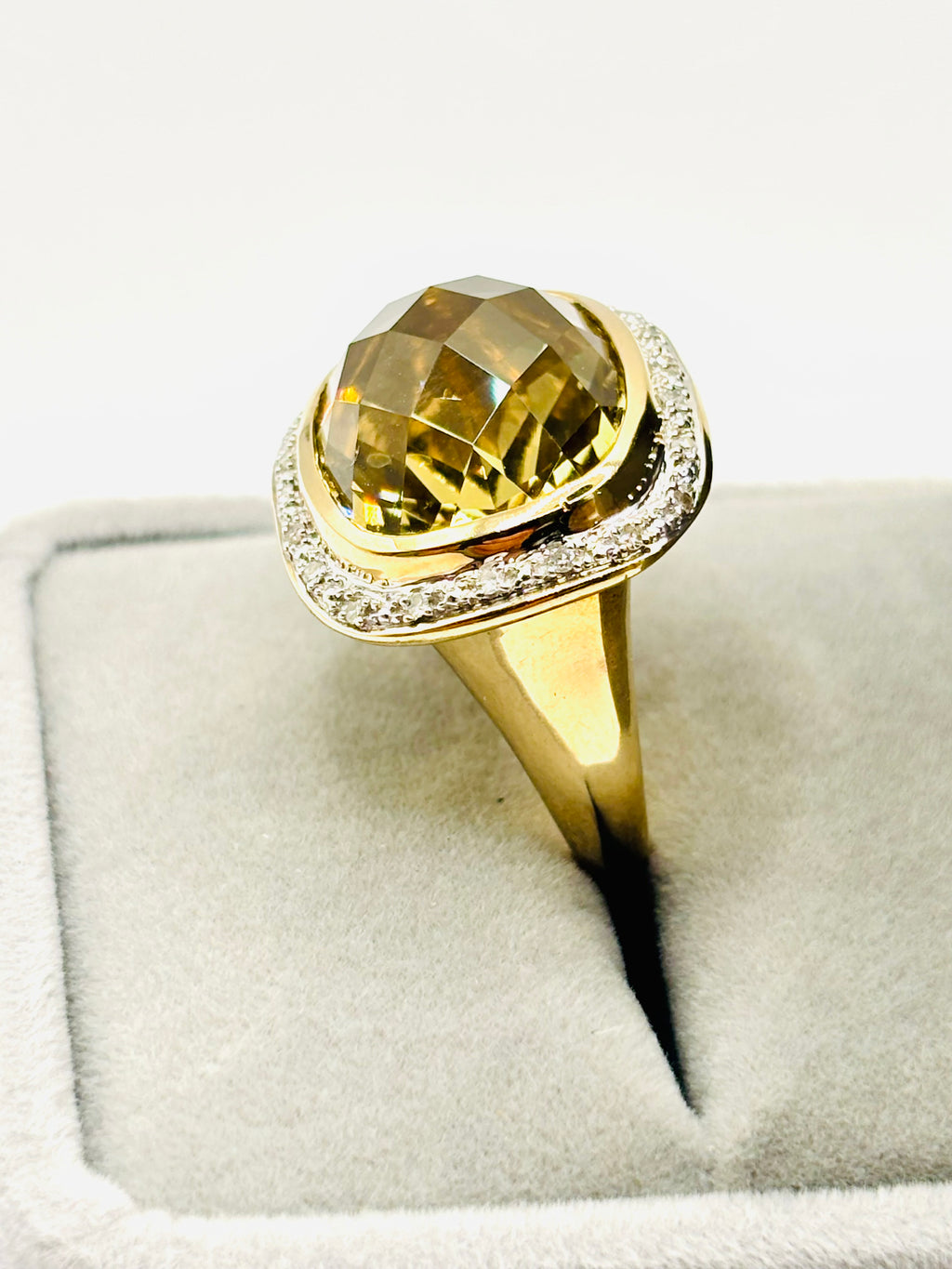 Impressive Large Oval Citrine and Diamond White Gold Cocktail Ring