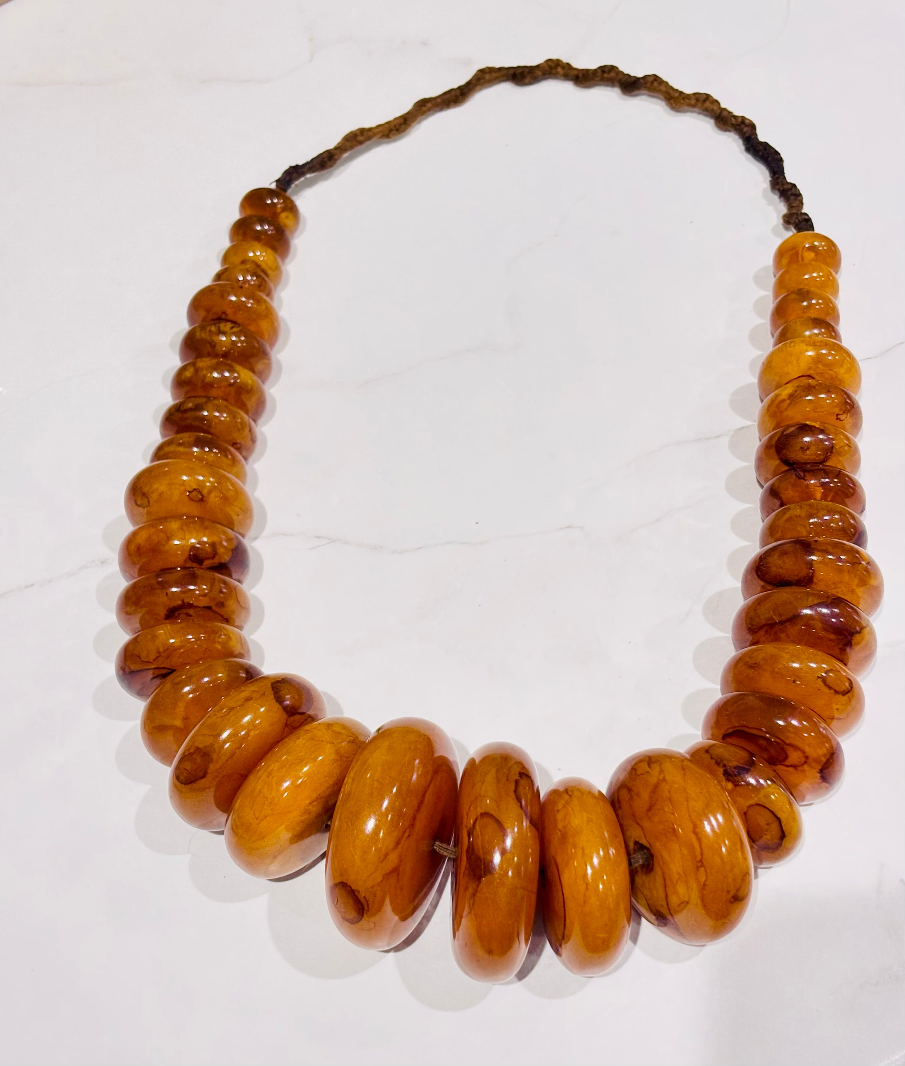 Monumental Graduated Amber Rondelle Necklace, 600 Grams, Ethnographic Character