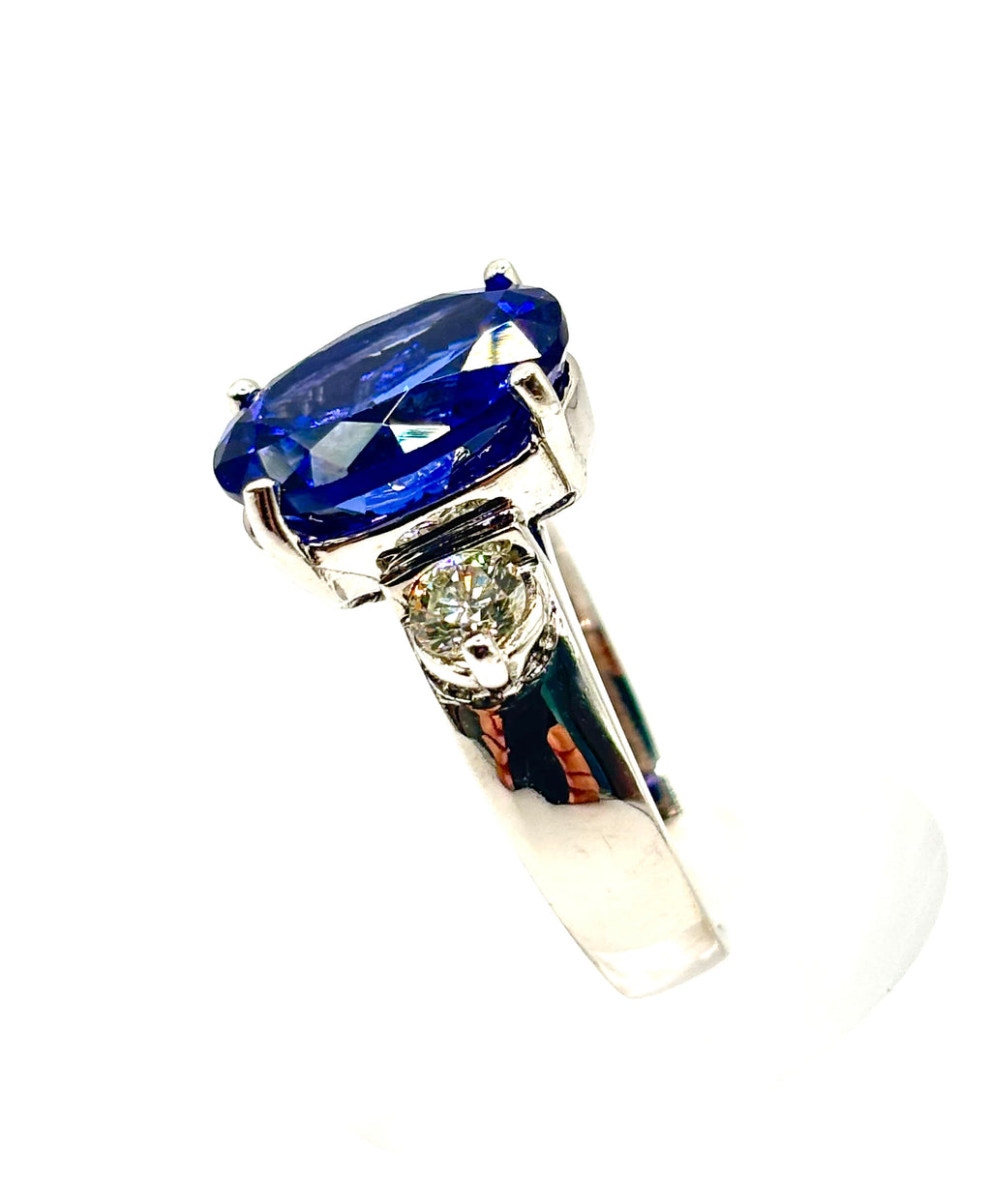 7.50 Carat Tanzanite and Diamond Ring in 18 Karat White Gold