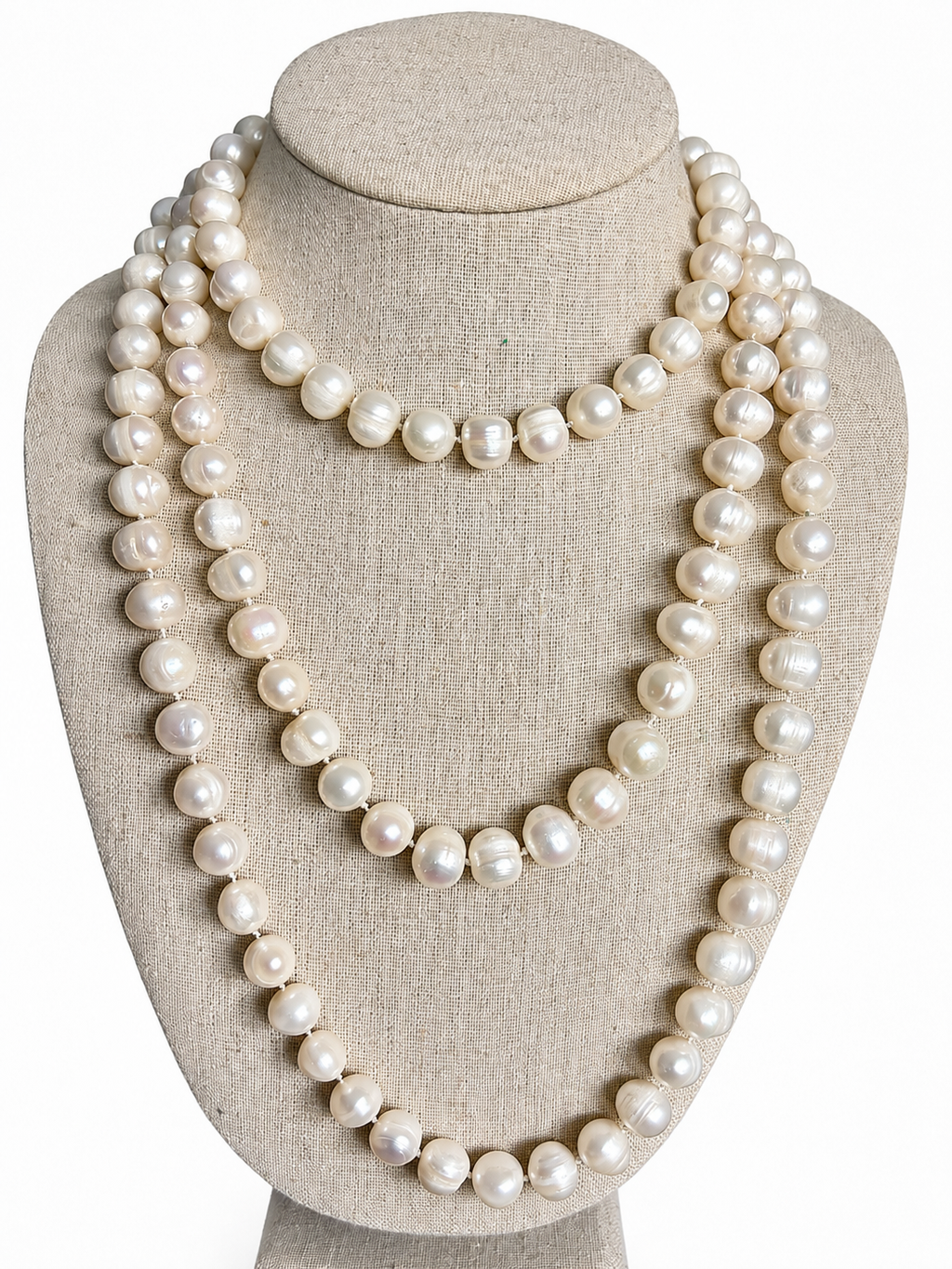 Vintage 60-Inch Endless Freshwater Pearl Rope Necklace, 136 Large Baroque Pearls