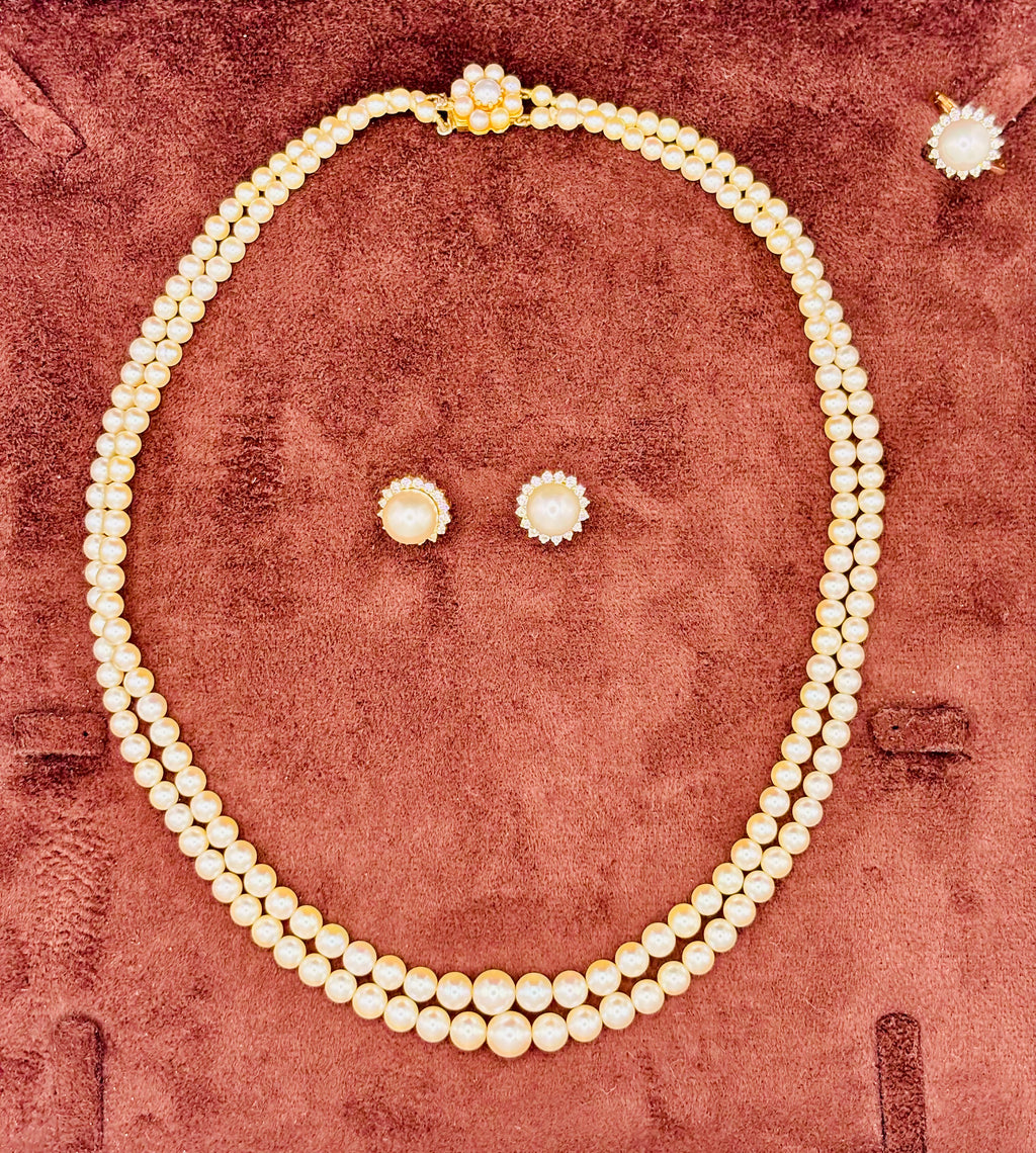 Vintage Pearl and Diamond Cluster Earrings, 9mm Pearls, 18ct Gold