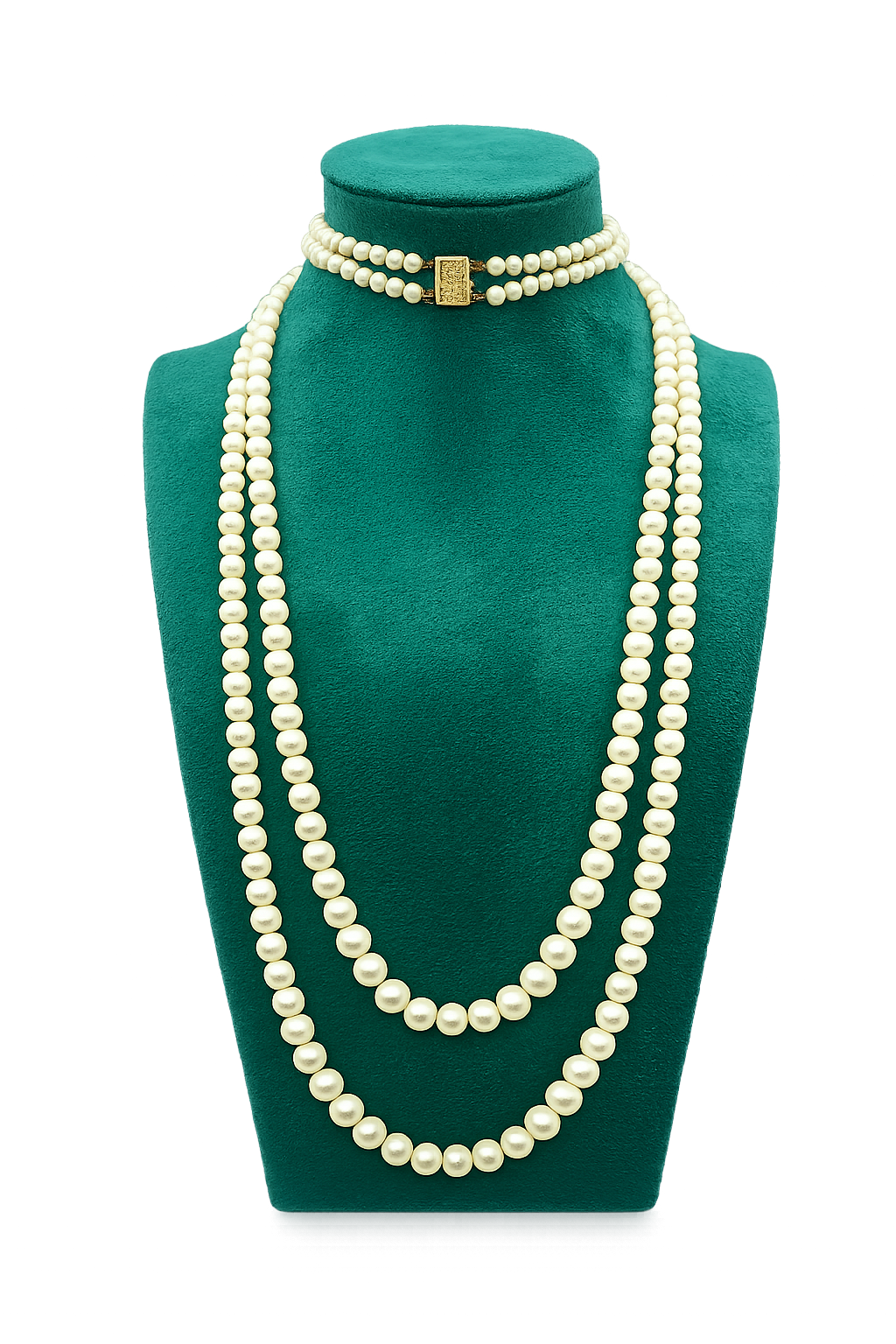Vintage Graduated Cultured Pearl Double Opera Necklace with 14 Karat Gold Chisholm Hunter Clasp