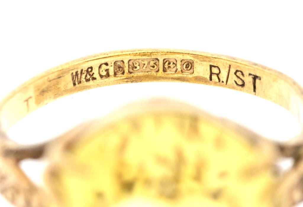 Vintage 1963 William Greenwood Gold Citrine Cocktail Ring