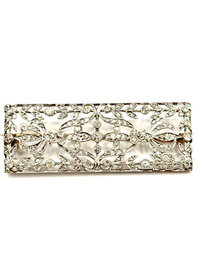 Early 20th-Century Old-Cut Diamond Platinum-Topped 14 Karat Gold Plaque Brooch