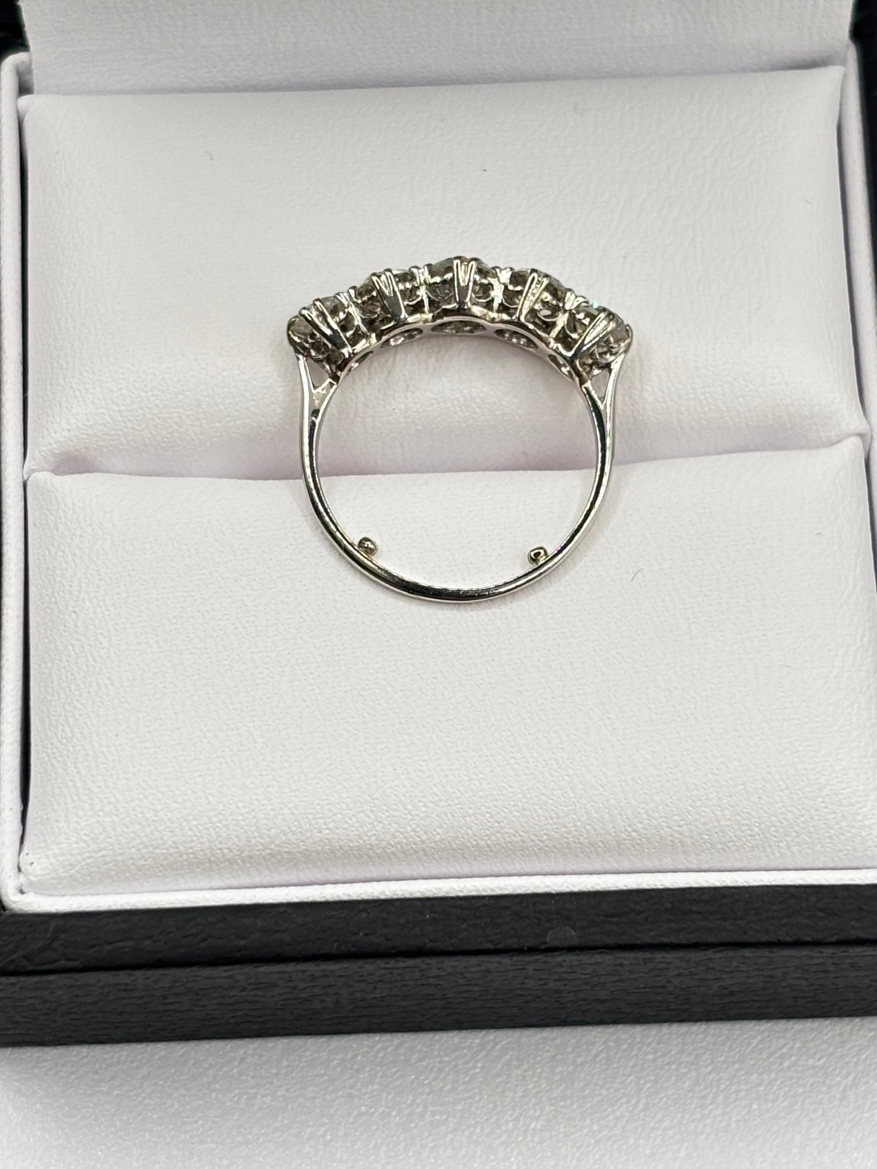 Antique Edwardian 2.00 Carat Old Mine Cut Diamond Five Stone Platinum Ring