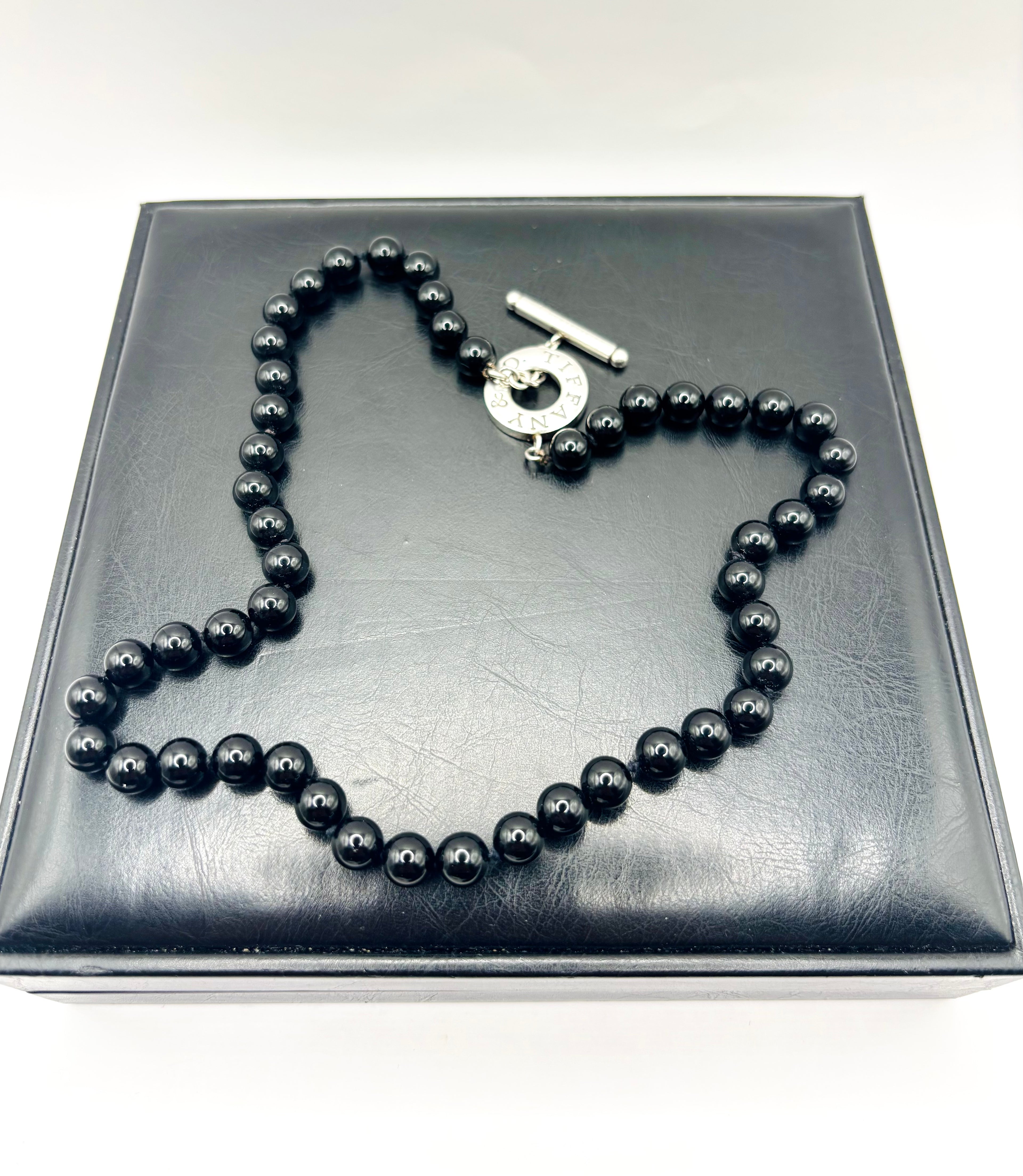 Tiffany & Co. 8mm Black Onyx Bead Necklace in Sterling Silver