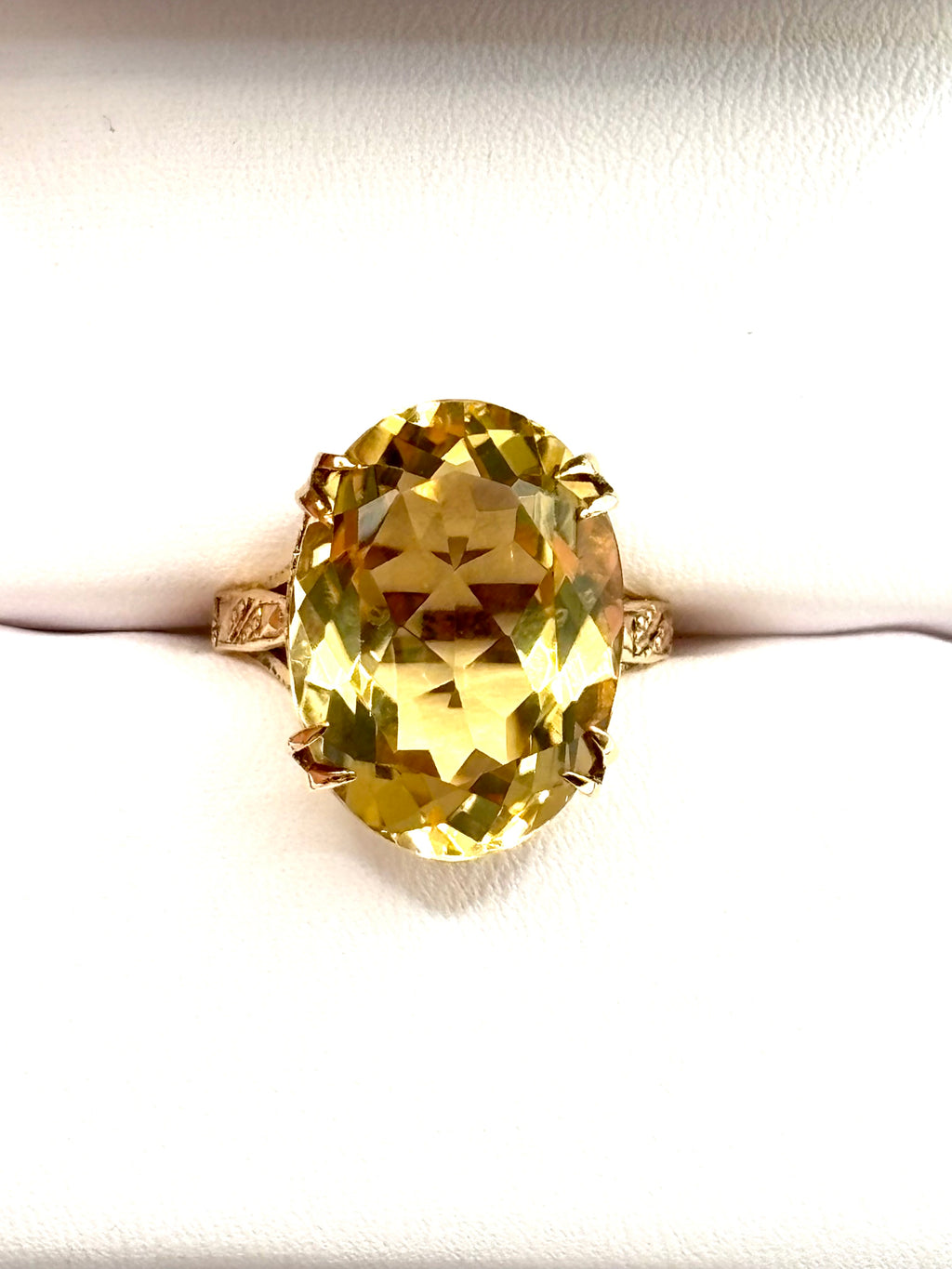 Vintage 1963 William Greenwood Gold Citrine Cocktail Ring