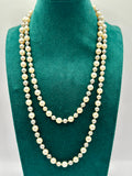 Vintage Two Tone Long Cultured Pearl Necklace 120 cm, 18K Gold Clasp - made in Italy