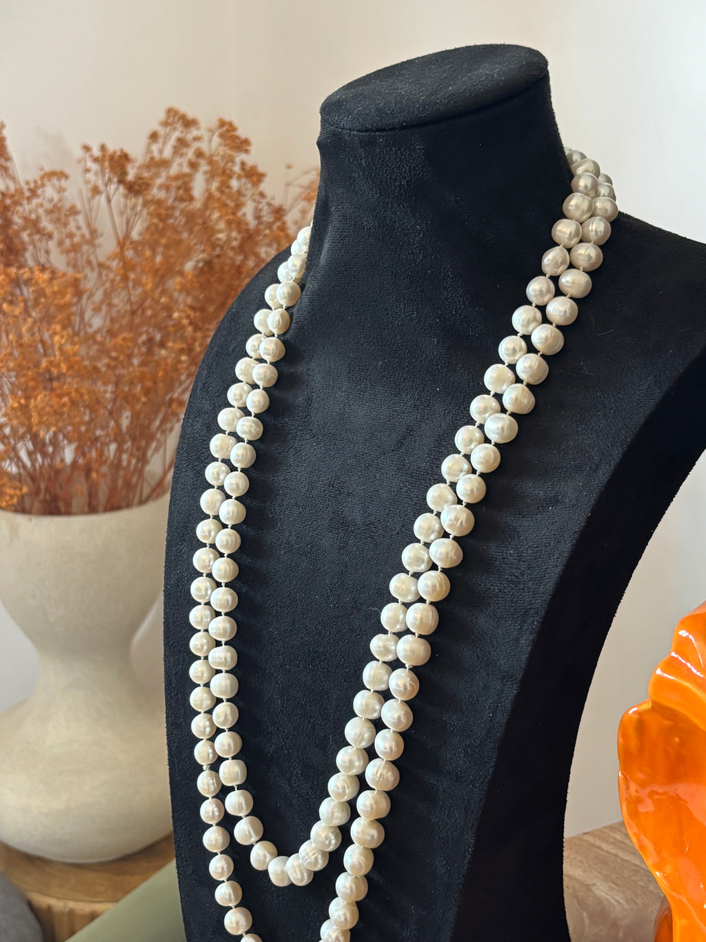 Vintage 60-Inch Endless Freshwater Pearl Rope Necklace, 136 Large Baroque Pearls