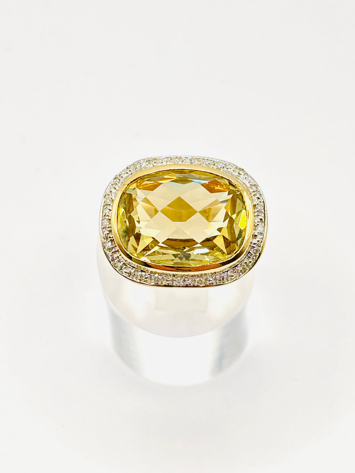 Impressive Large Oval Citrine and Diamond White Gold Cocktail Ring