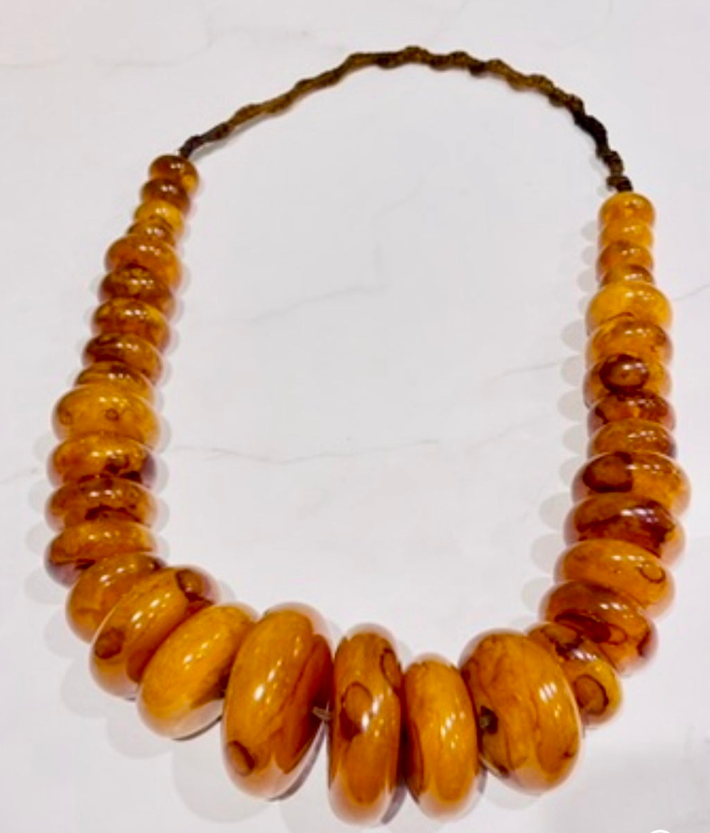 Monumental Graduated Amber Rondelle Necklace, 600 Grams, Ethnographic Character