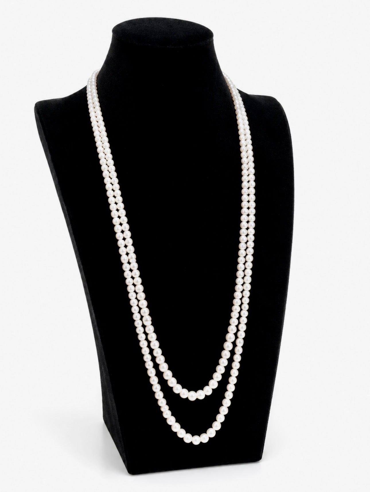 Vintage Graduated Cultured Pearl Double Opera Necklace with 14 Karat Gold Chisholm Hunter Clasp