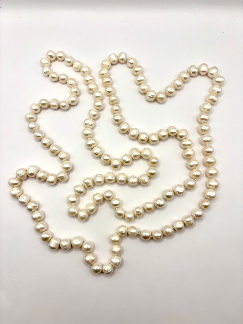 Vintage 60-Inch Endless Freshwater Pearl Rope Necklace, 136 Large Baroque Pearls