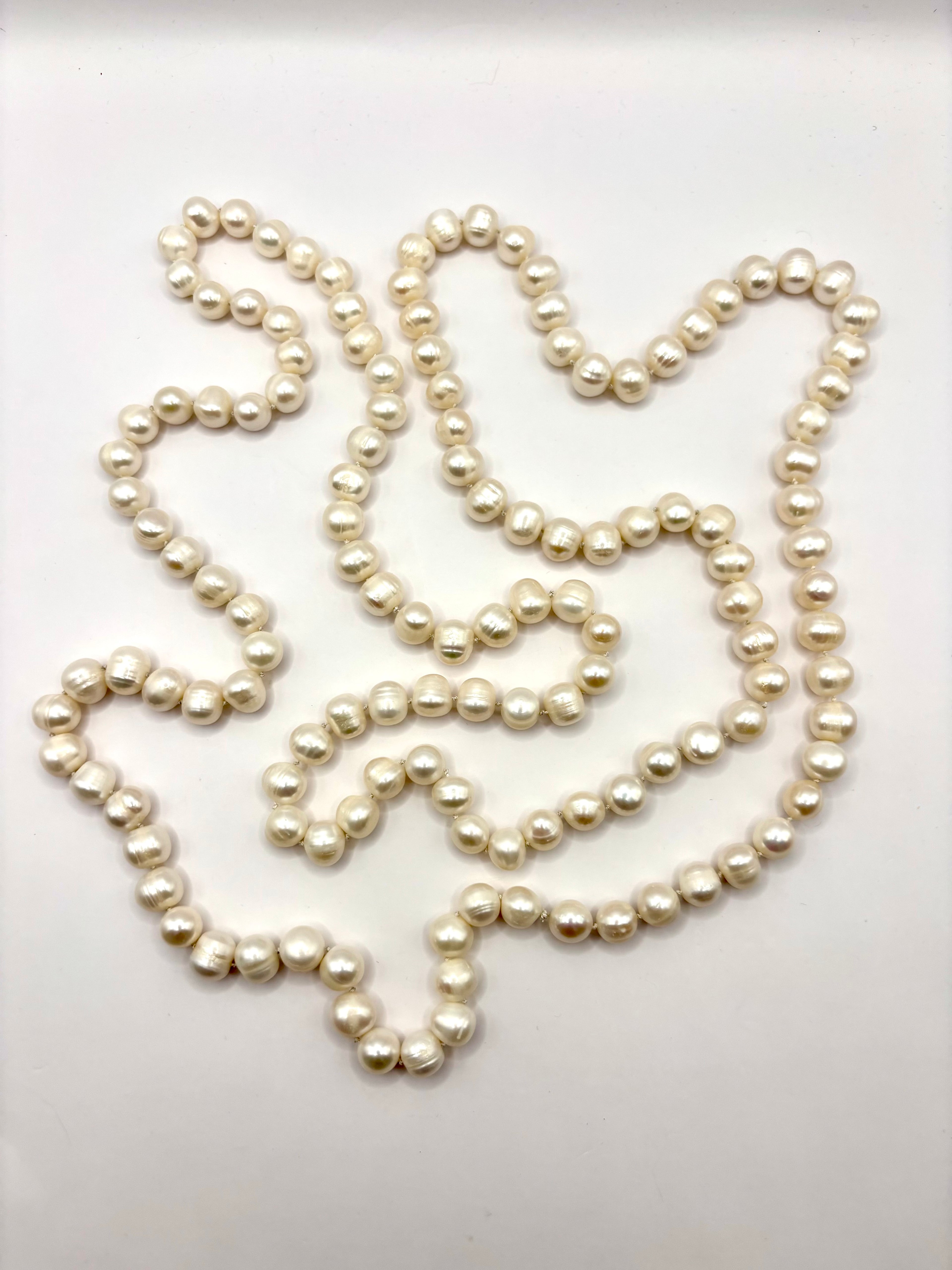 Vintage 60-Inch Endless Freshwater Pearl Rope Necklace, 136 Large Baroque Pearls