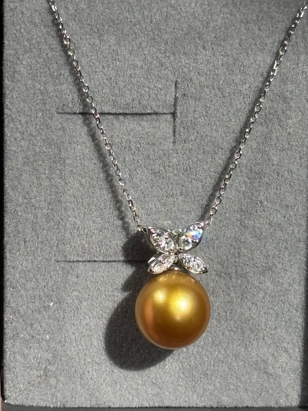 Golden South Sea Pearl and Diamond Necklace and Ring Suite 18K