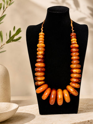 Monumental Graduated Amber Rondelle Necklace, 600 Grams, Ethnographic Character