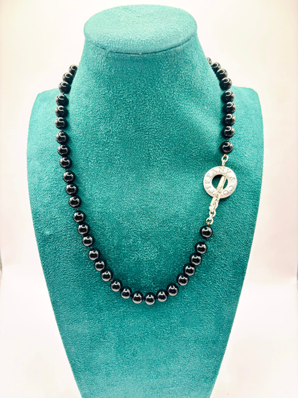 Tiffany & Co. 8mm Black Onyx Bead Necklace in Sterling Silver