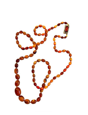 Vintage Graduated Baltic Amber Necklace, 60g, Silver Clasp