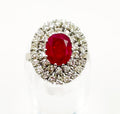 GCS Certified 4.40ct Natural Ruby & Diamond Cluster Ring, 18ct White Gold