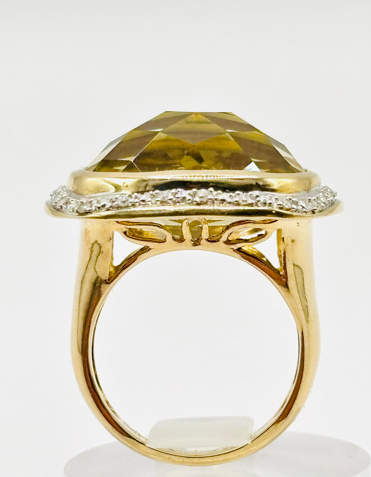 Impressive Large Oval Citrine and Diamond White Gold Cocktail Ring