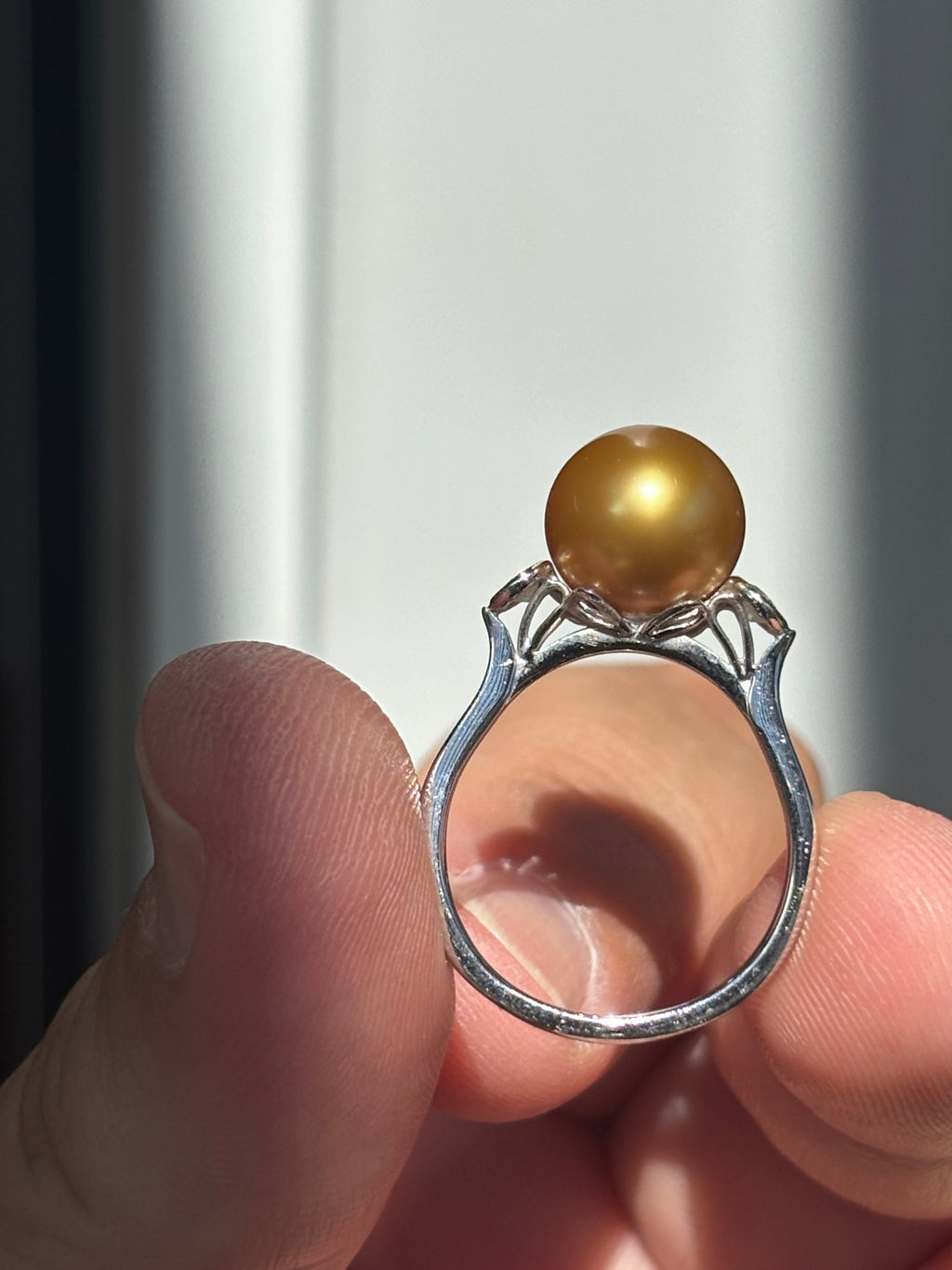 Golden South Sea Pearl and Diamond Necklace and Ring Suite 18K