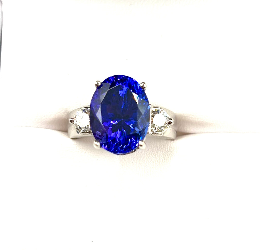 7.50 Carat Tanzanite and Diamond Ring in 18 Karat White Gold