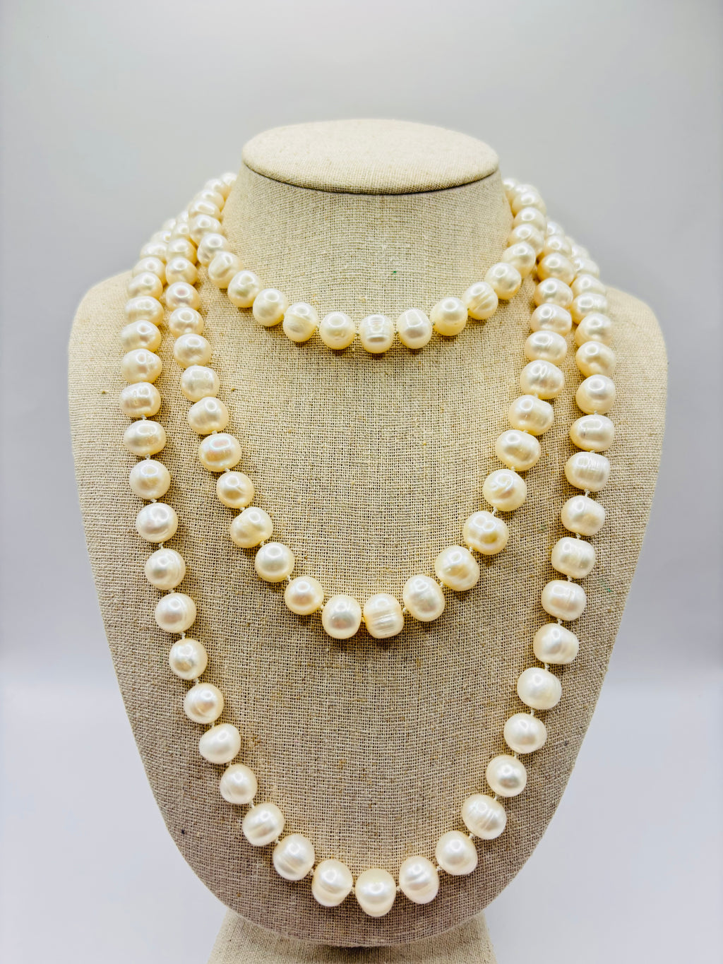 Vintage 60-Inch Endless Freshwater Pearl Rope Necklace, 136 Large Baroque Pearls