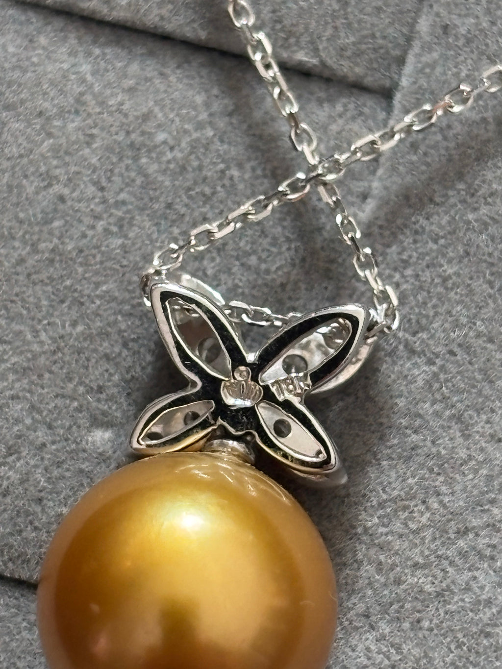 Golden South Sea Pearl and Diamond Necklace and Ring Suite 18K
