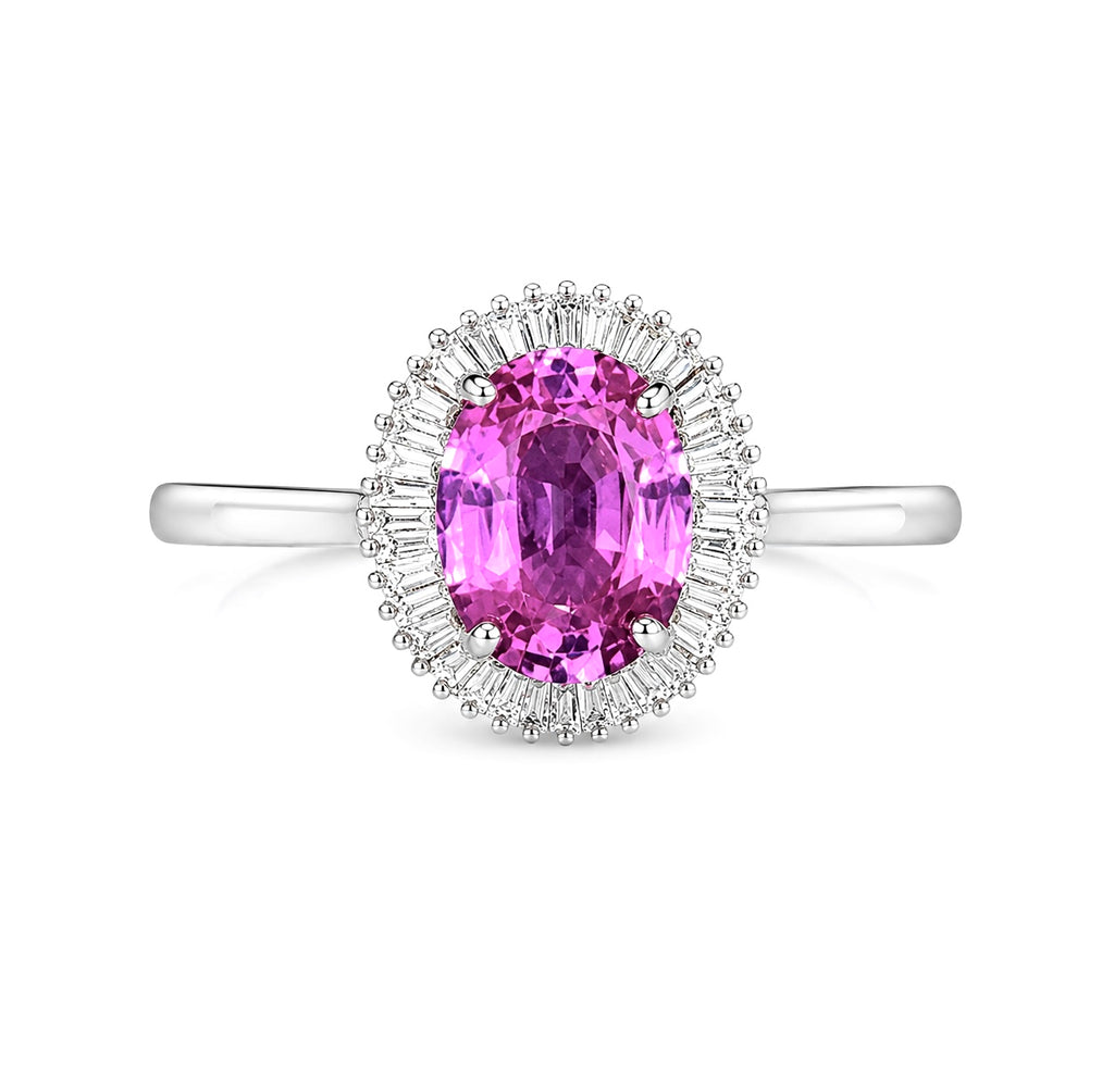 Natural Pink Sapphire Diamond Necklace and Ring Suite, GCS Certified
